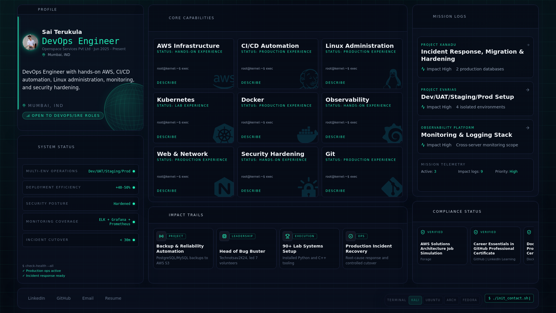website screenshot of https://saiterukula.com/