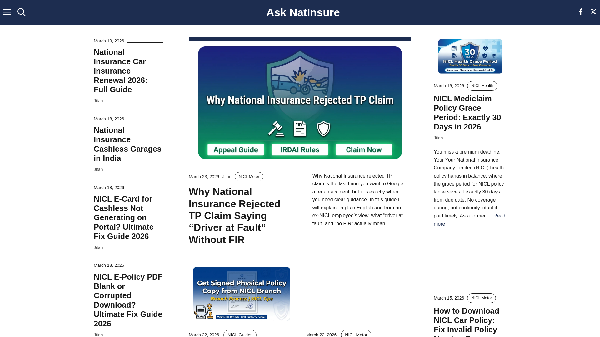 website screenshot of https://asknatinsure.in/
