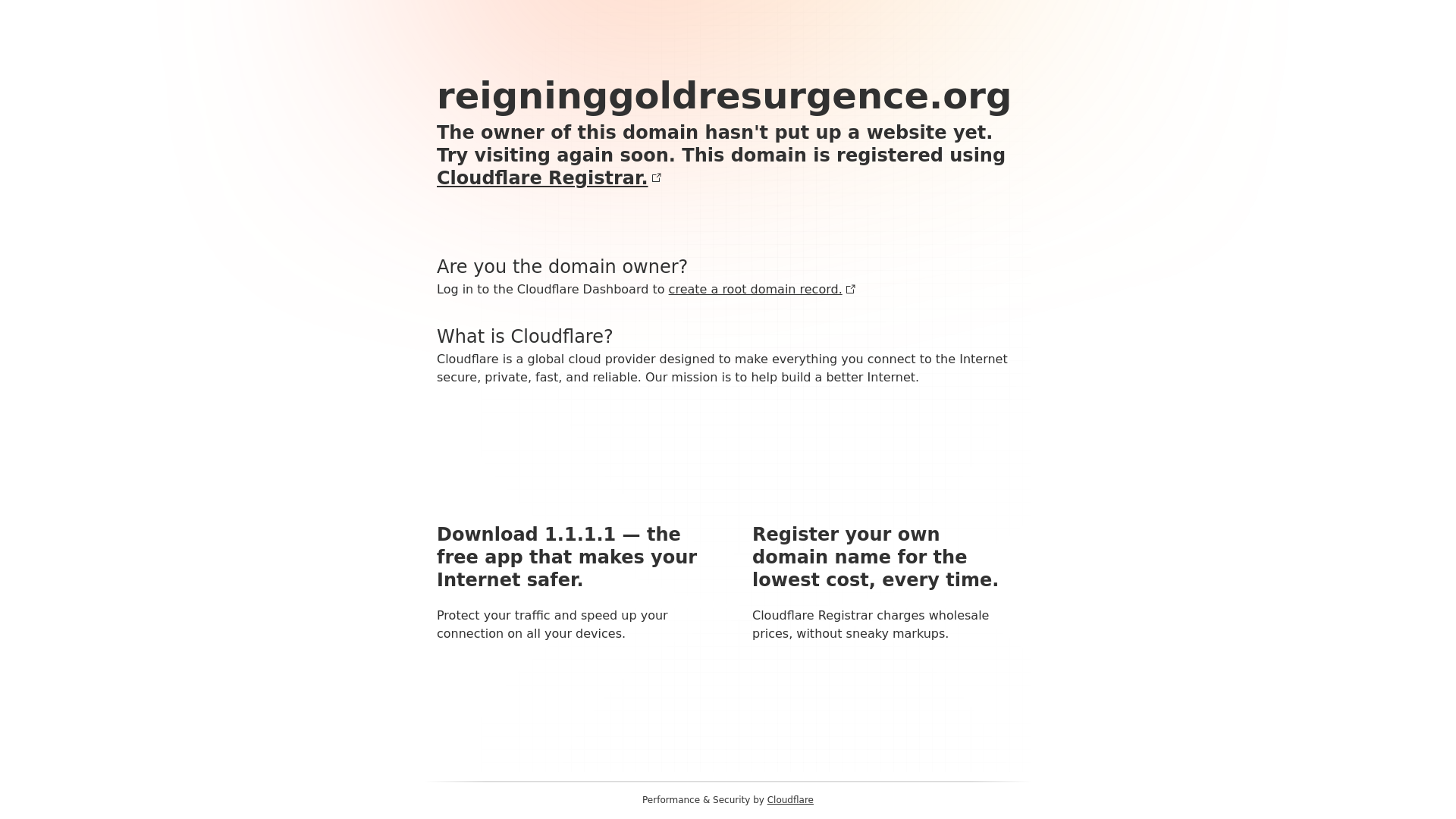 website screenshot of https://reigninggoldresurgence.org/