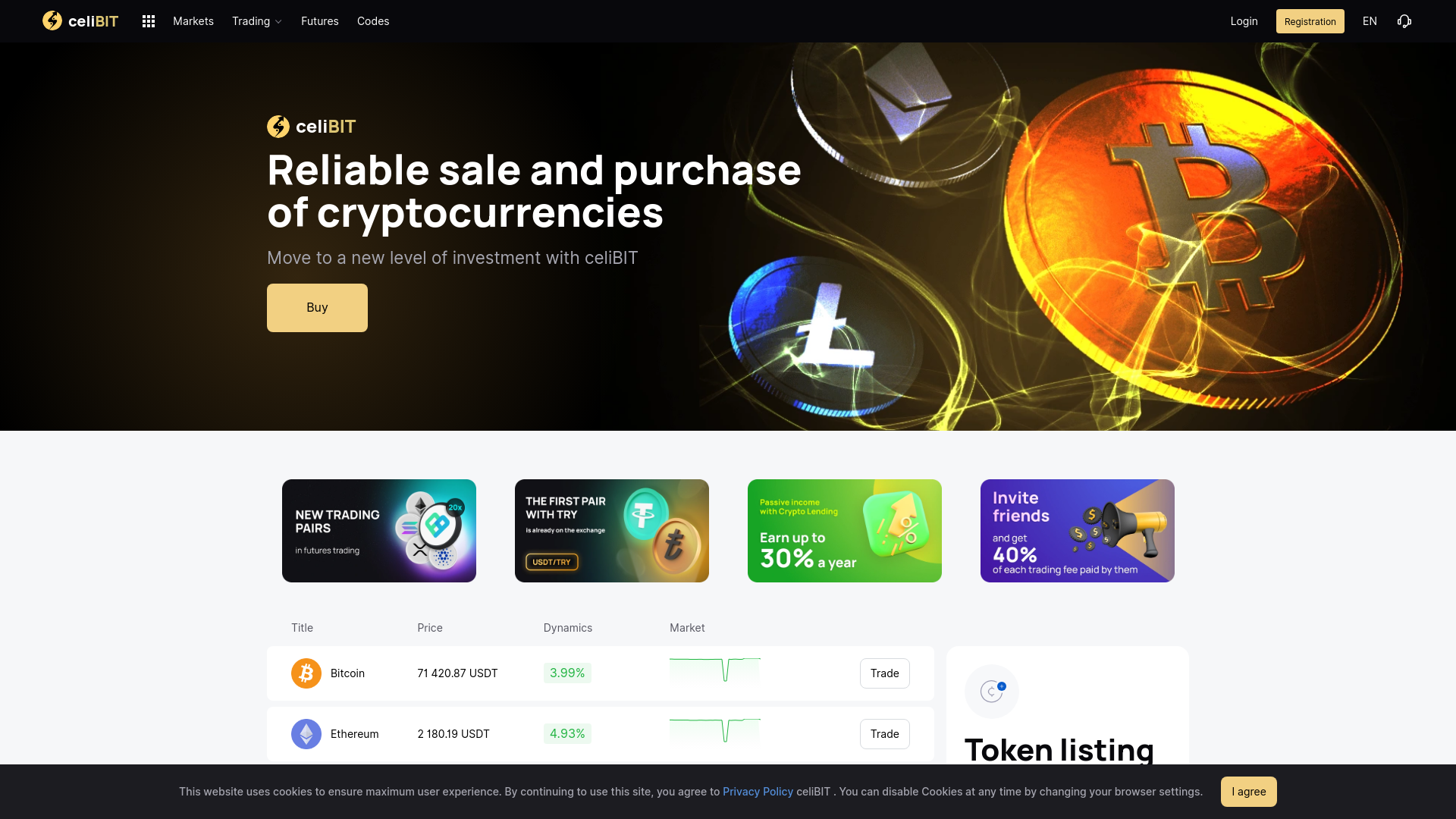 website screenshot of https://celibit.com