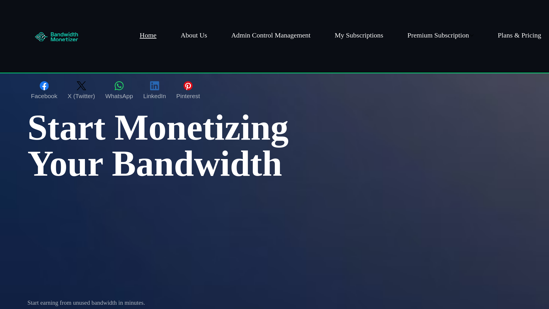 website screenshot of https://bandwidthmonetizing.com