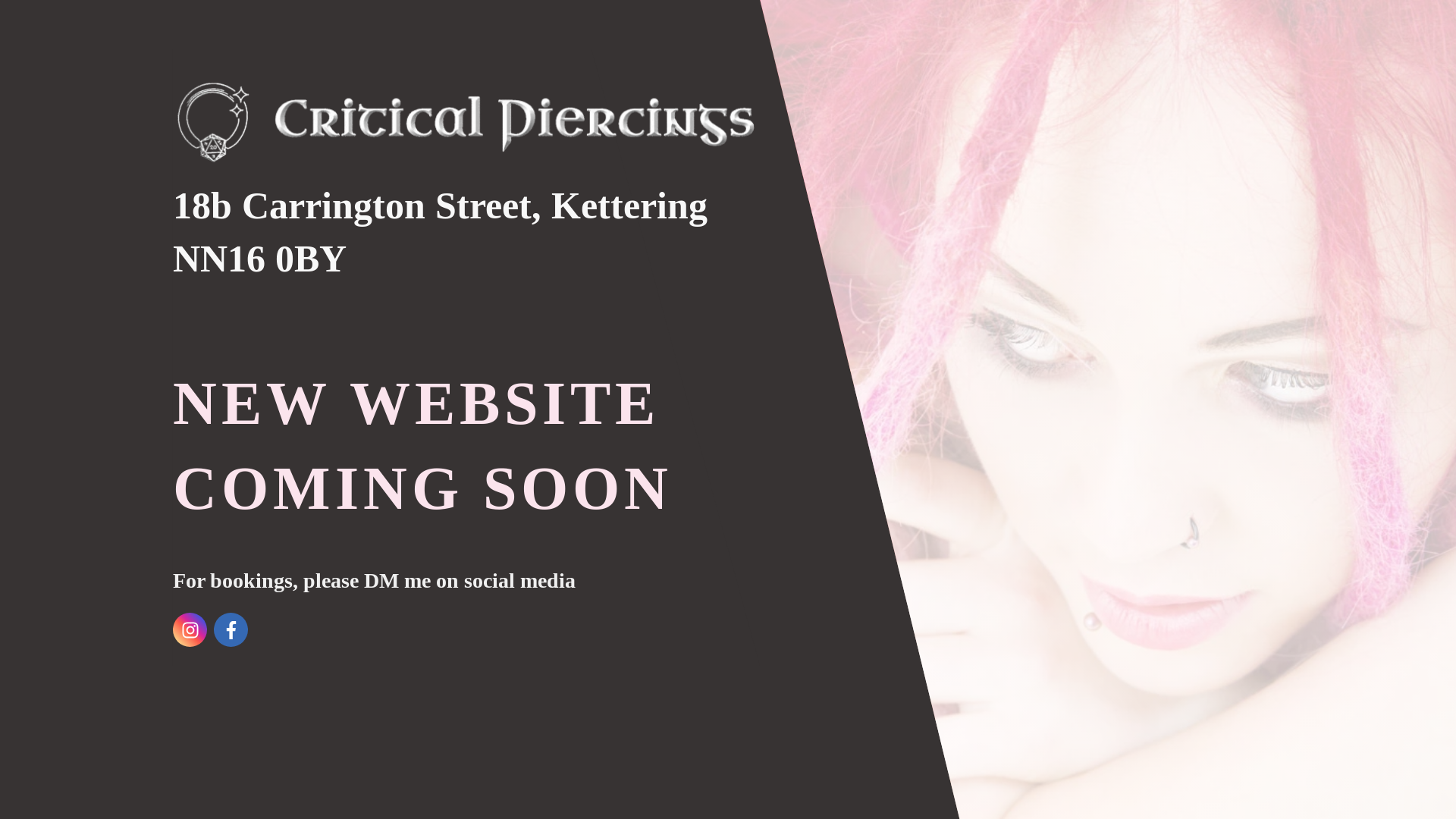 website screenshot of https://criticalpiercings.co.uk/
