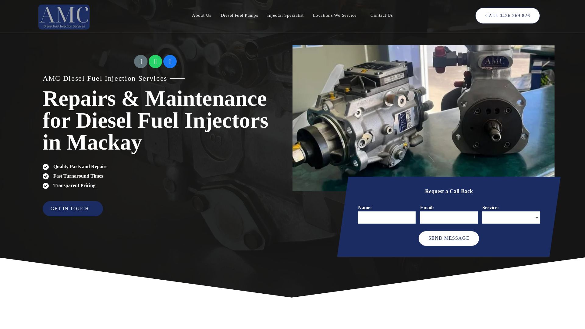 website screenshot of https://amcdiesel.net.au/