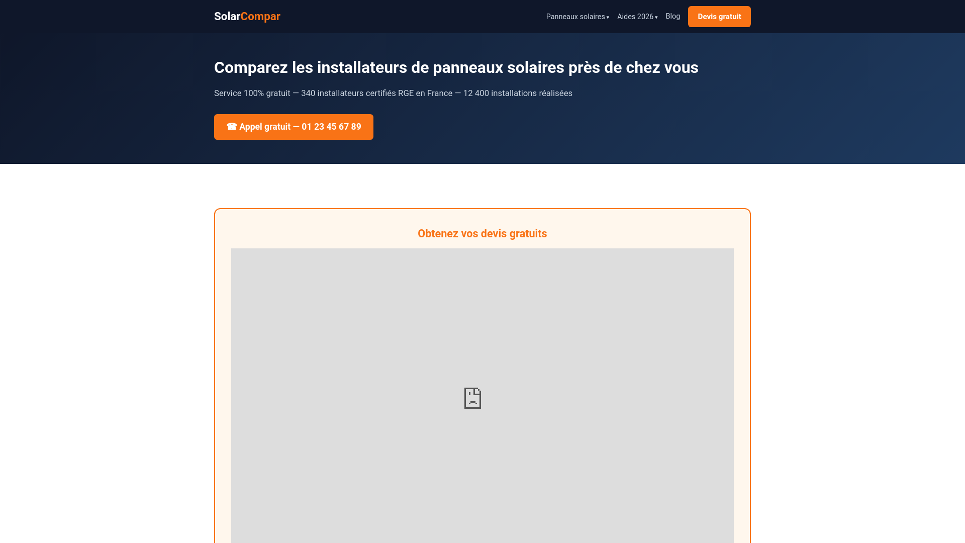 website screenshot of https://solarcompar.fr/
