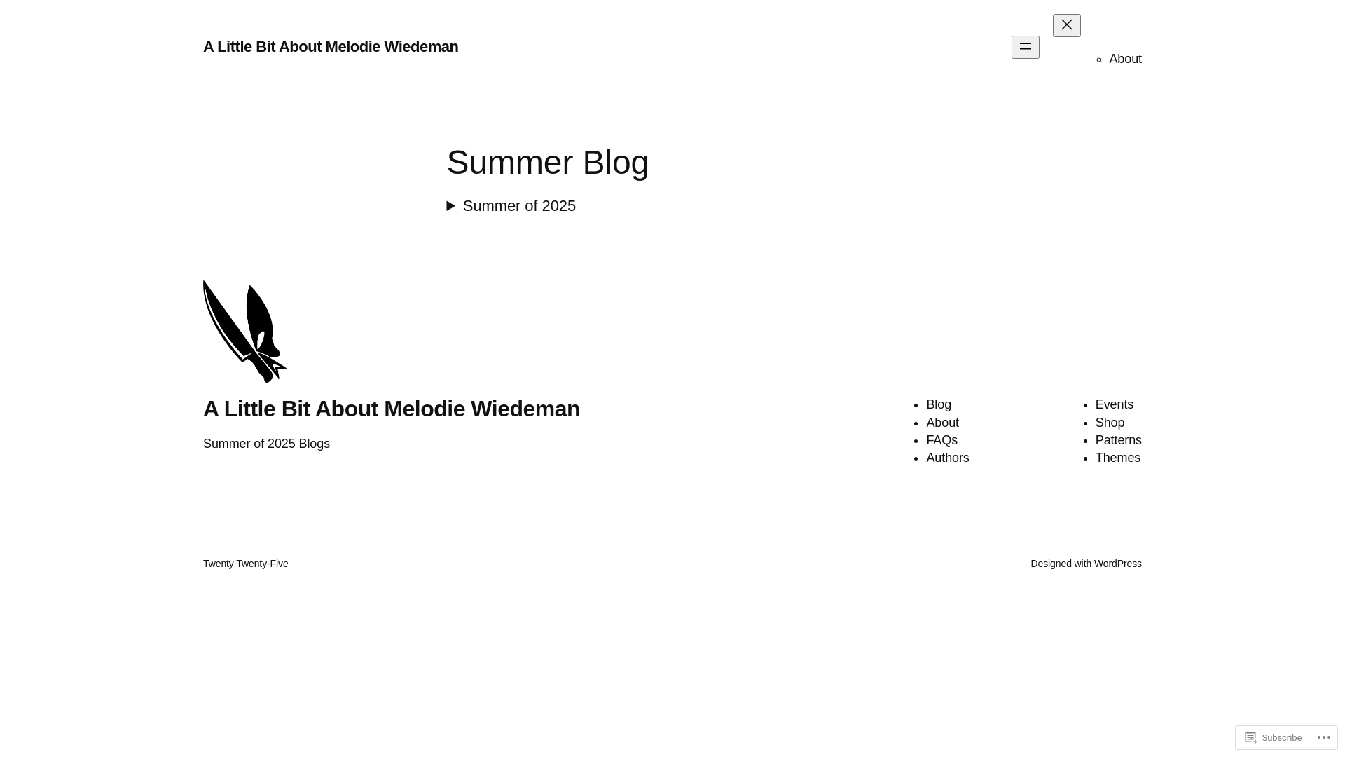 website screenshot of https://melodiewiedeman.blog/