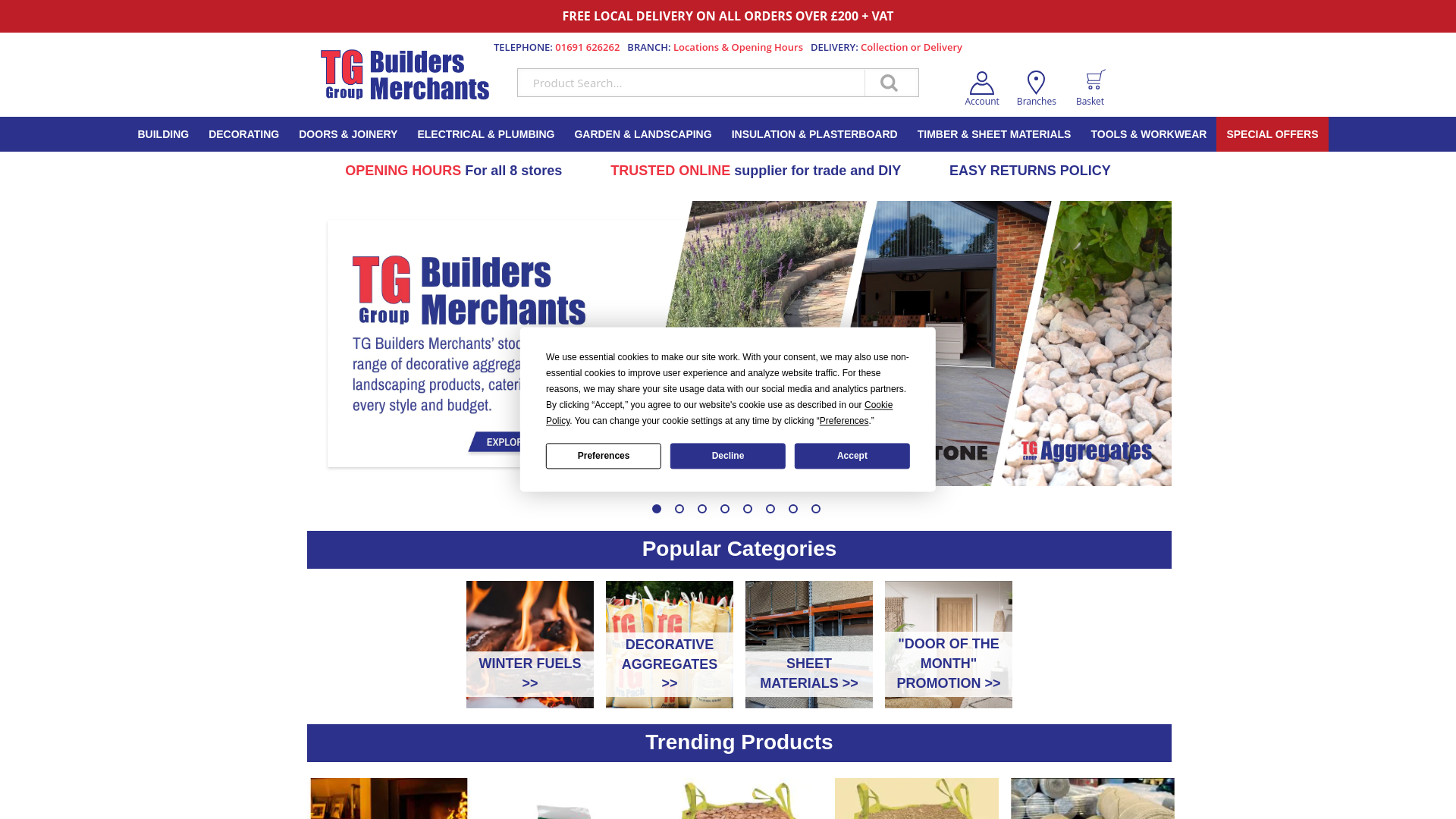 website screenshot of https://tgbuildersmerchants.uk/