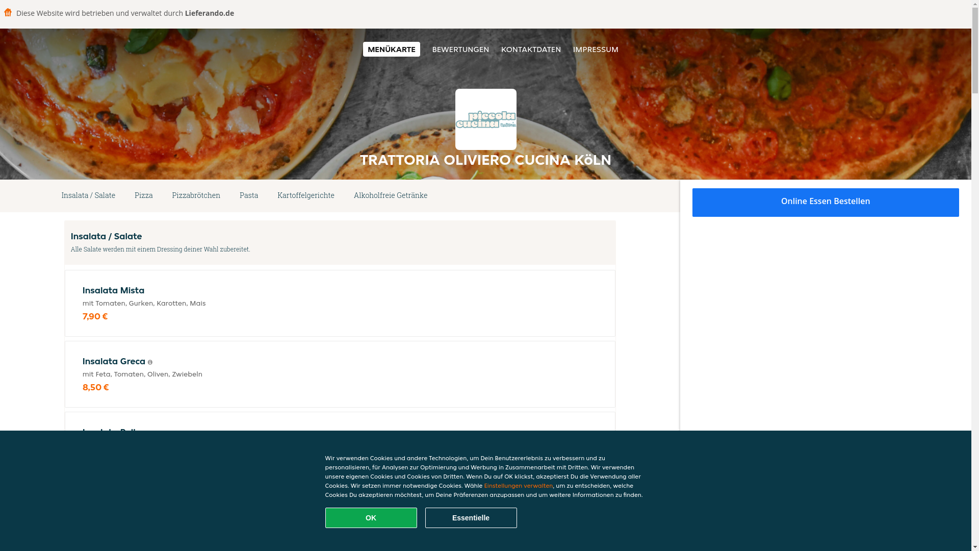 website screenshot of https://trattoriaolivierocucina-koln.de/