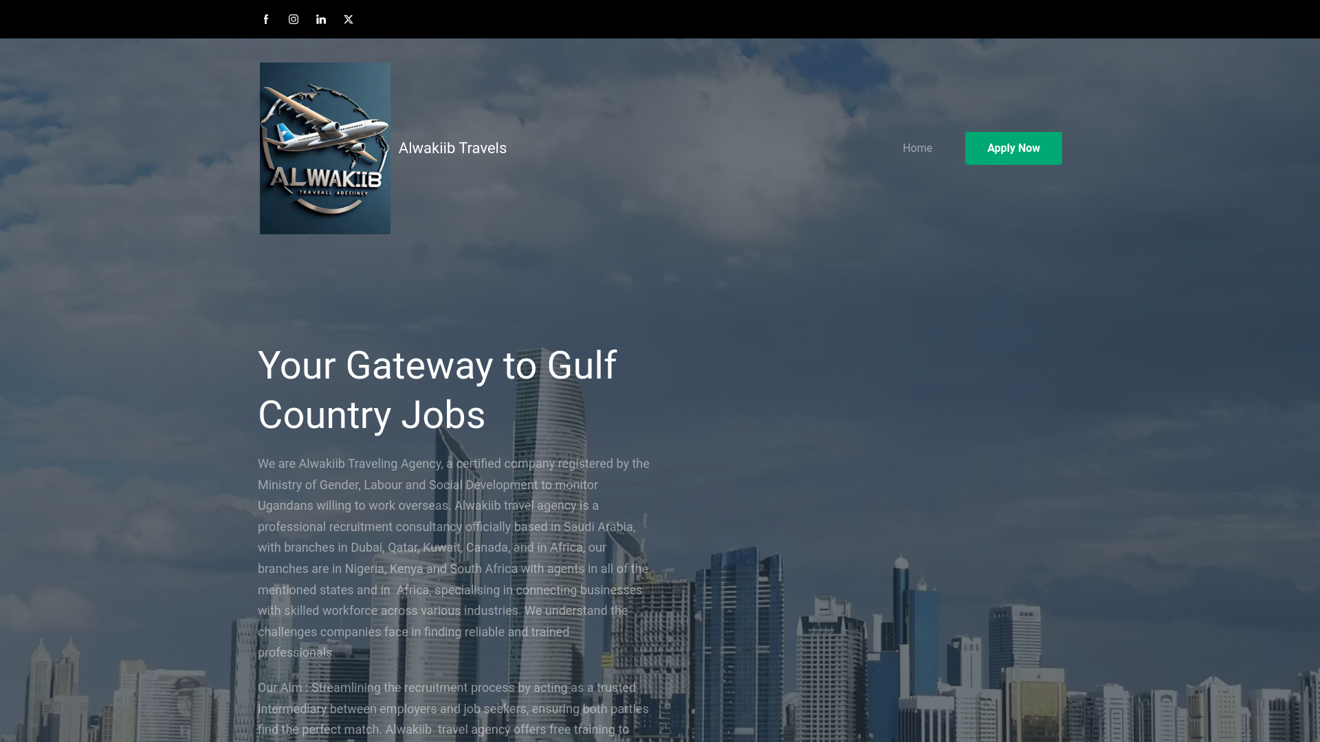 website screenshot of https://alwakiibtravels.company/