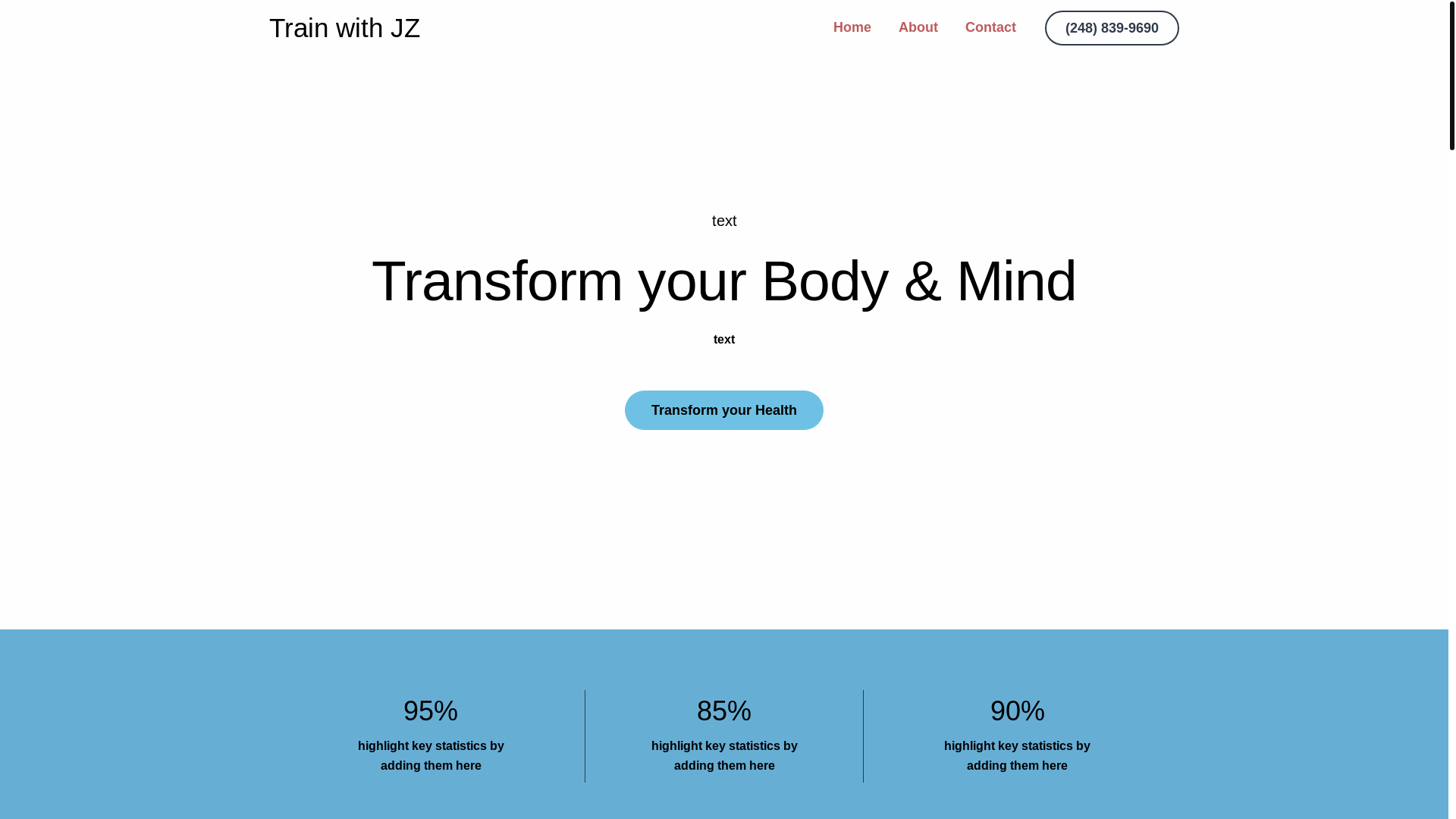 website screenshot of https://trainwithjz.com/