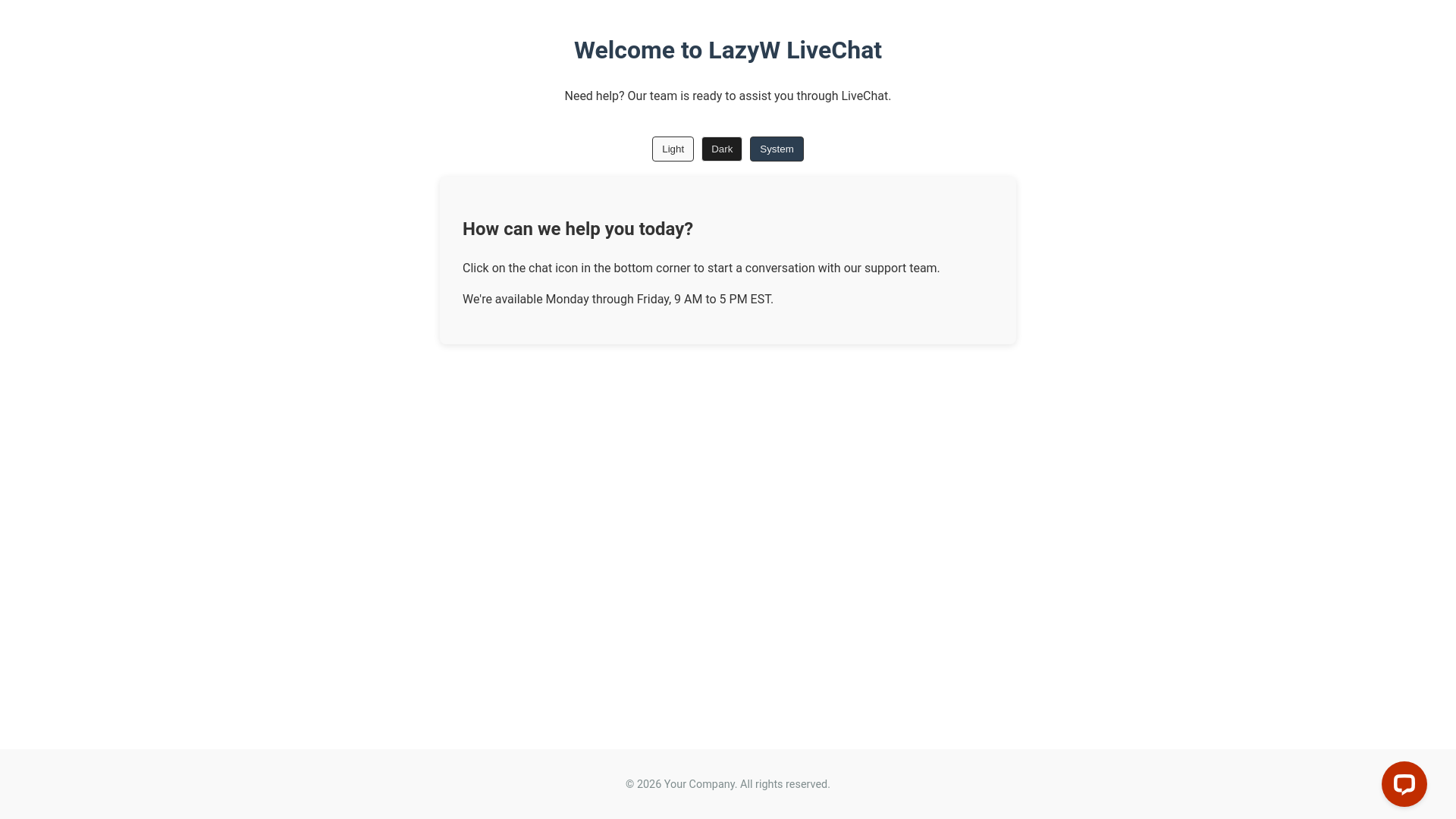 website screenshot of https://lazy-w-livechat-prod.pages.dev/