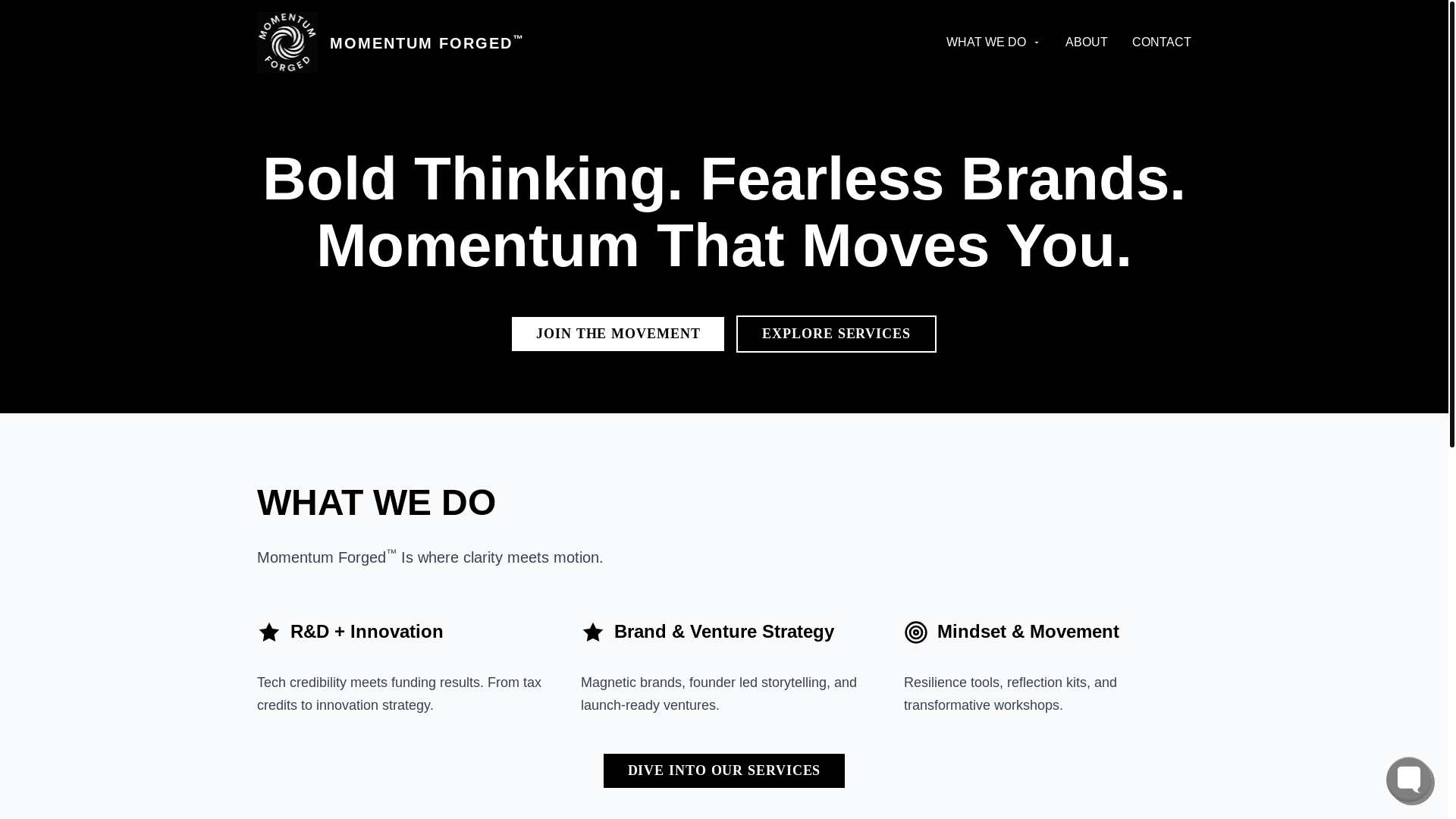 website screenshot of https://momentumforged-site.pages.dev/
