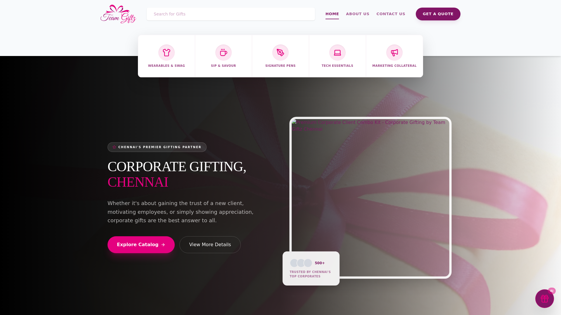 website screenshot of https://team-giftz.pages.dev/