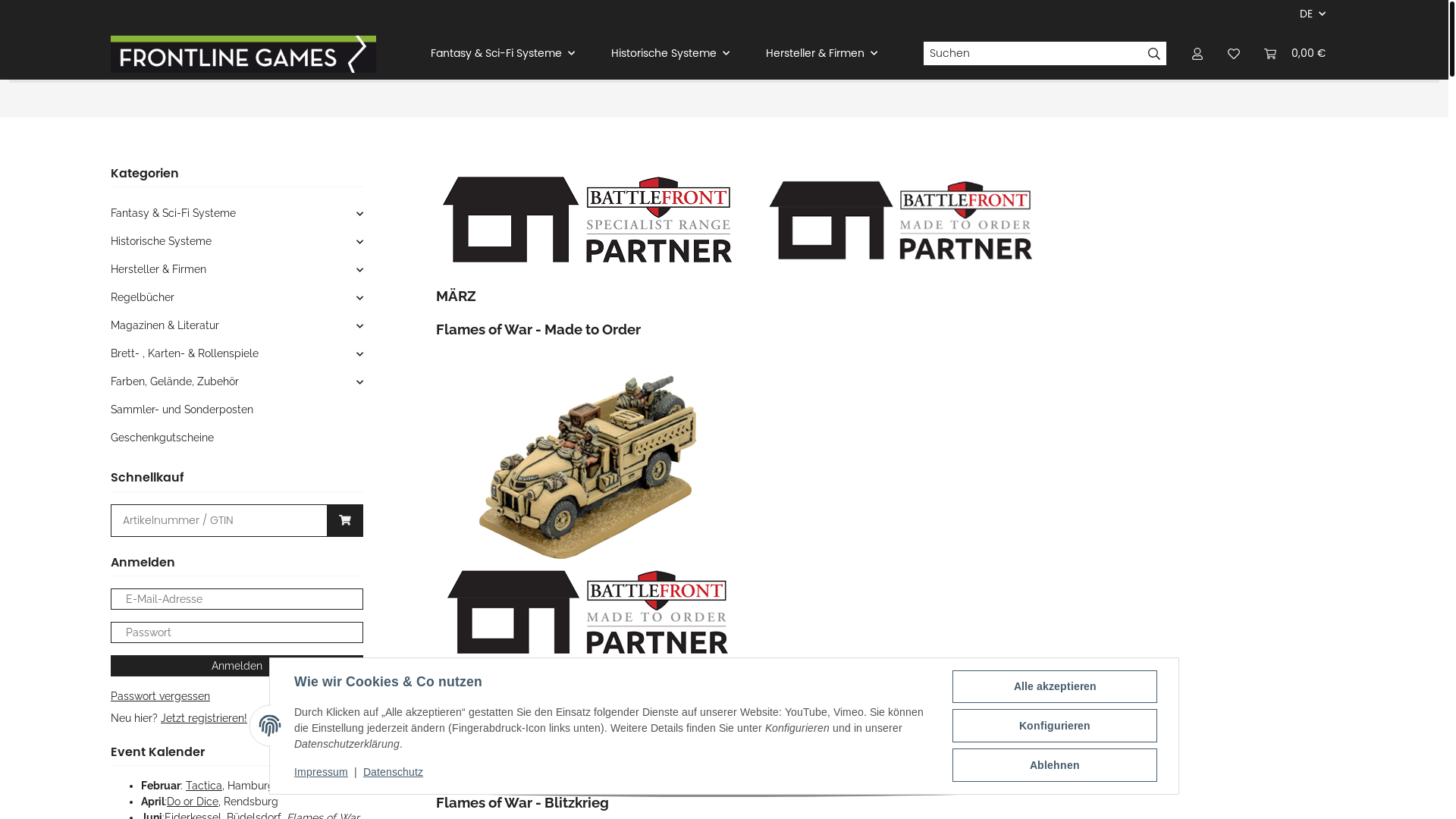 website screenshot of https://www.frontlinegames.de/