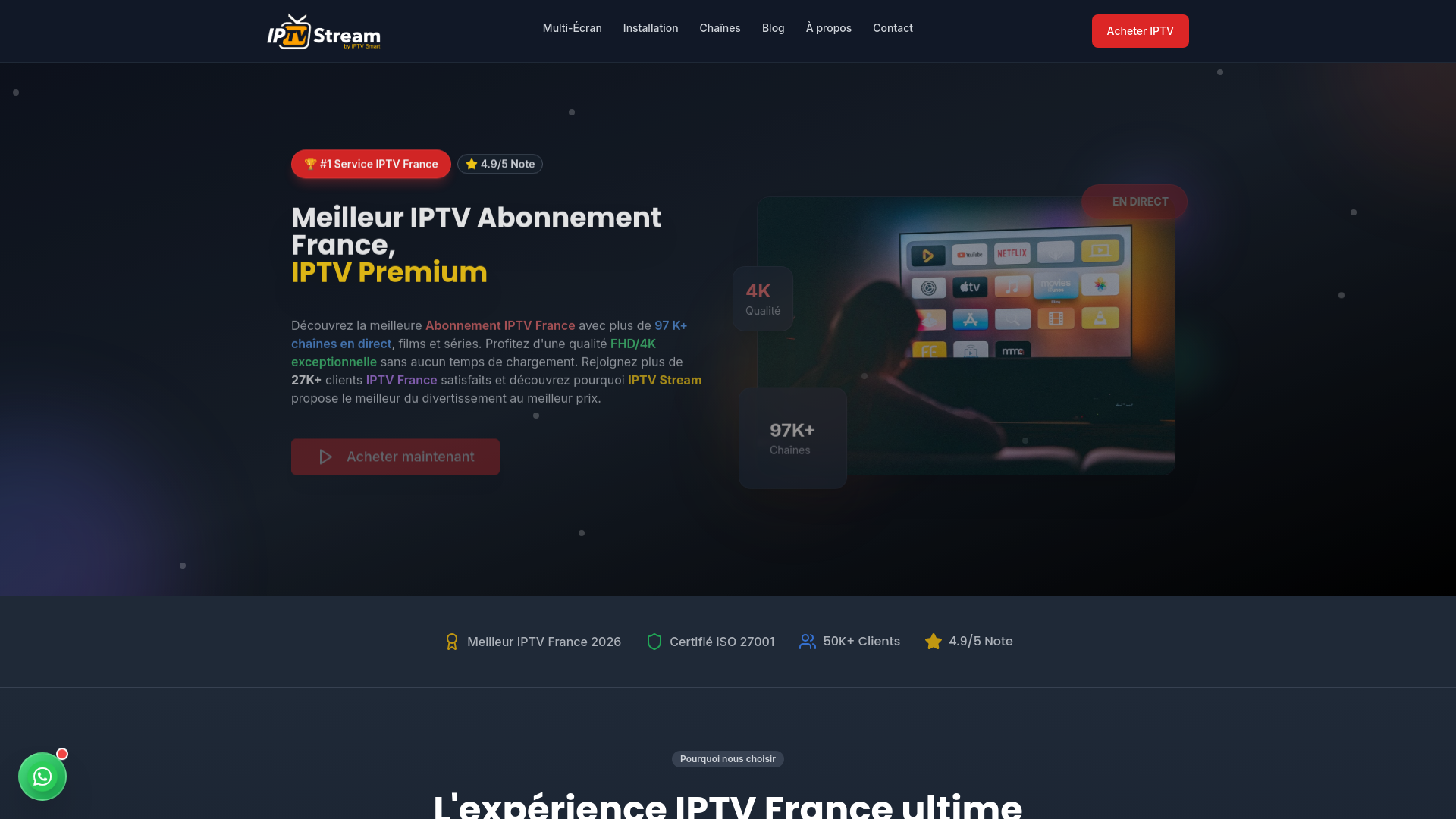 website screenshot of https://iptvstreamfr.pages.dev/