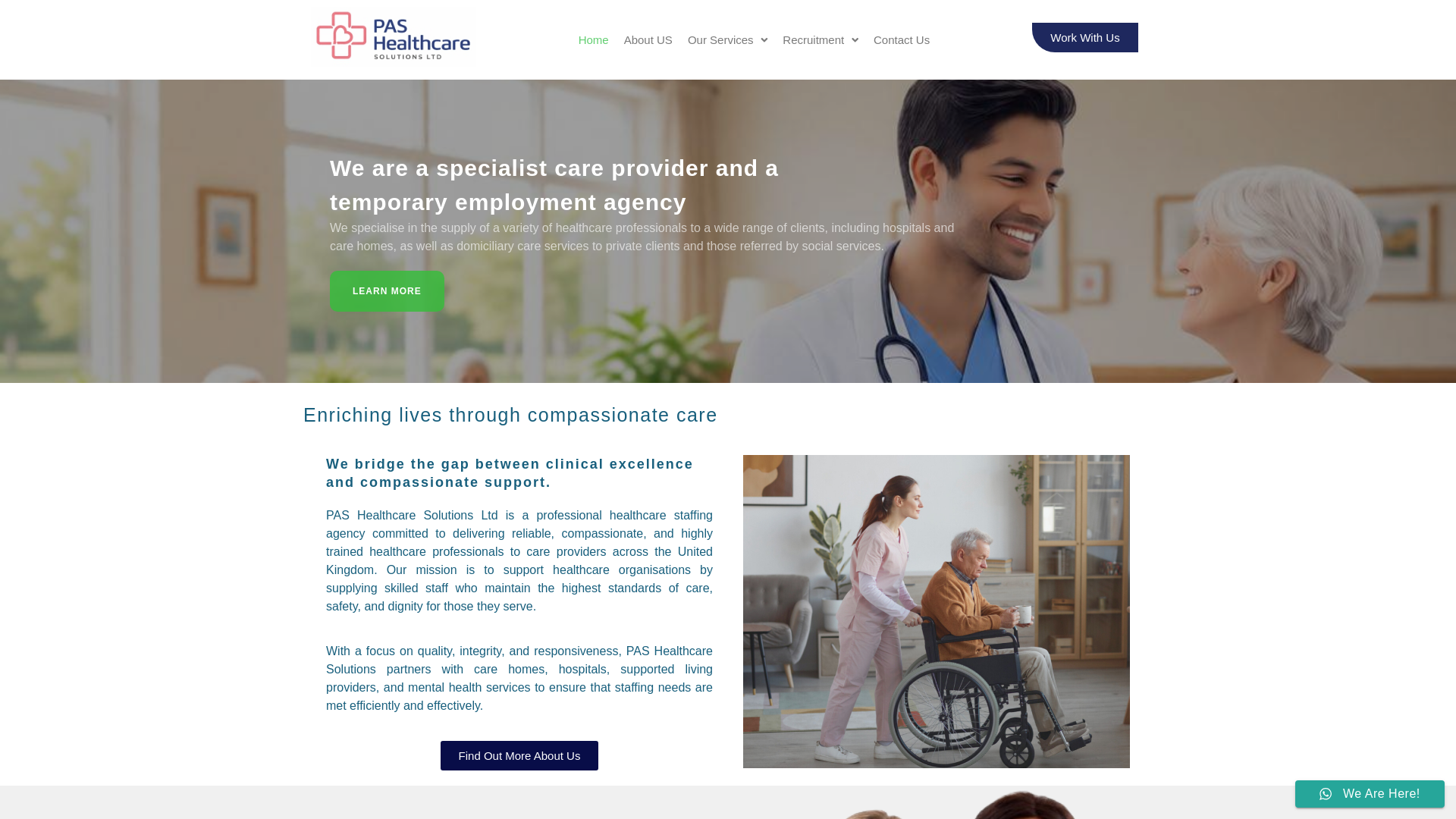website screenshot of https://pashealthcaresolutions.co.uk