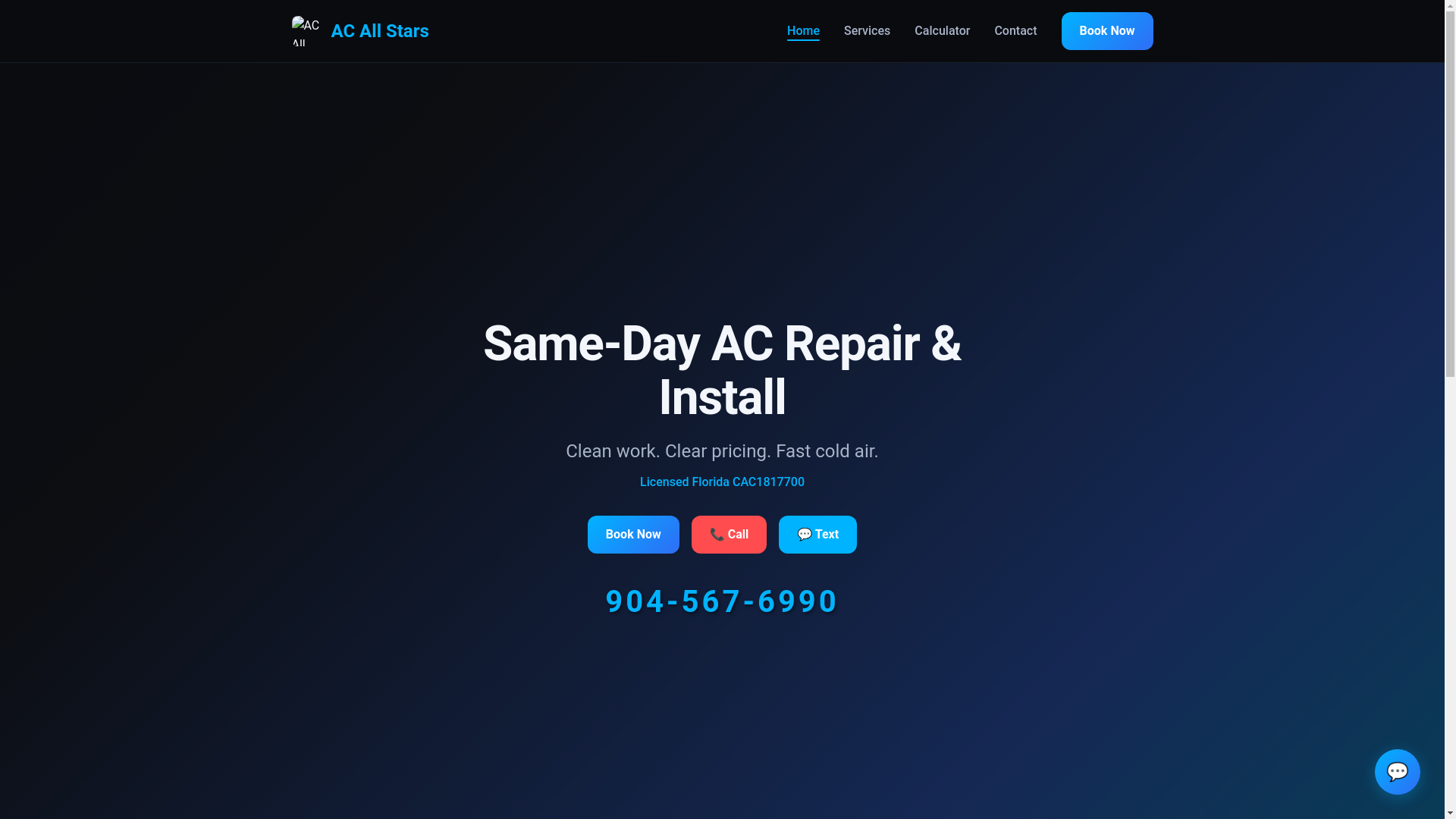website screenshot of https://acallstarsjax.com/