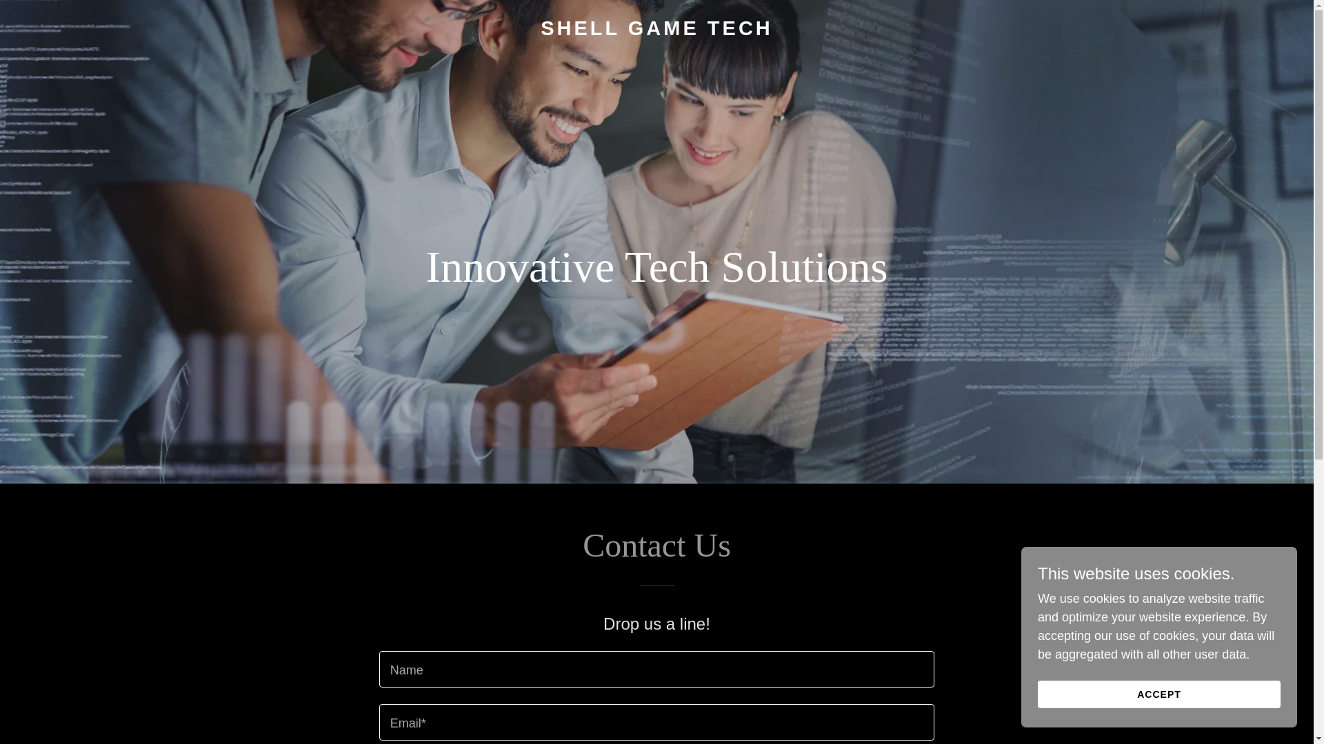 website screenshot of https://shellgametech.com/