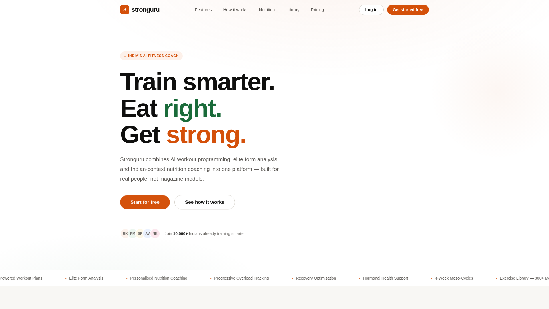 website screenshot of https://stronguru.in