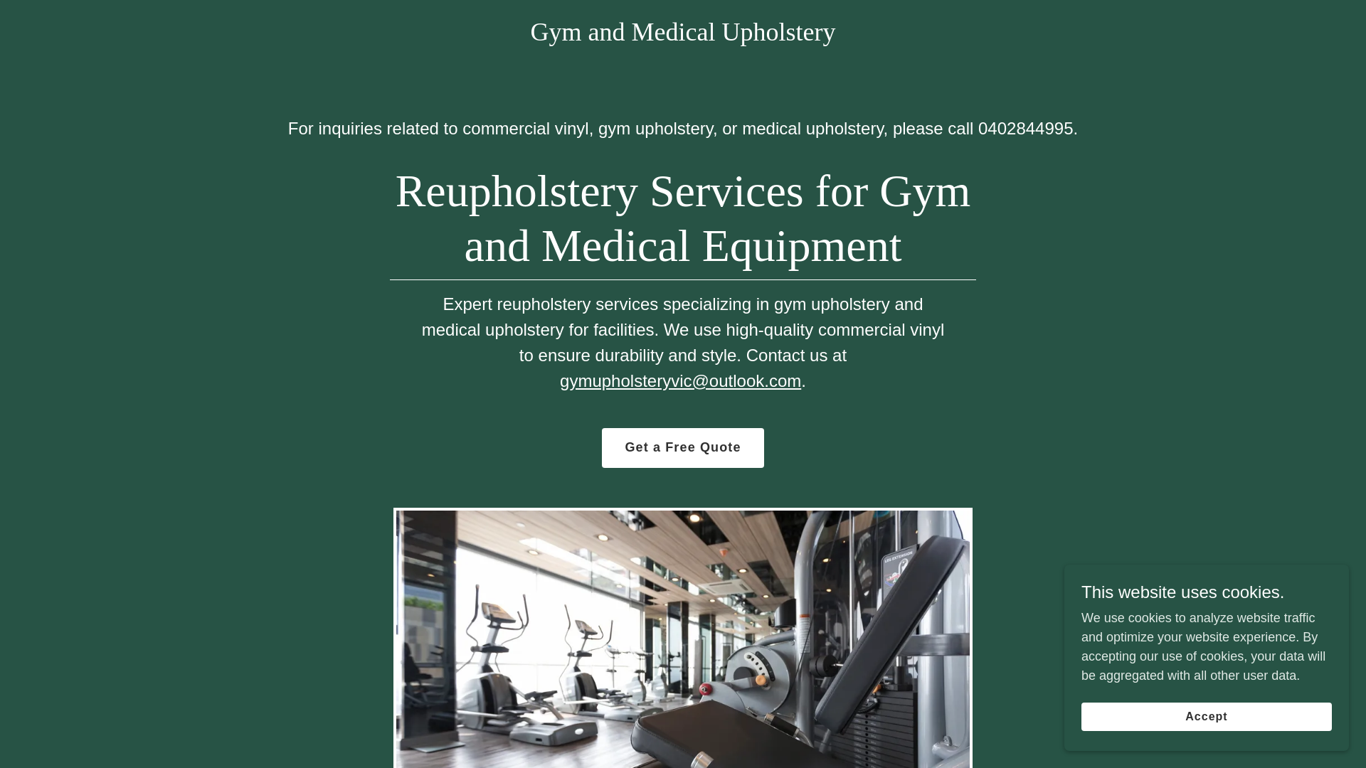 website screenshot of https://gymandmedicalupholstery.com.au
