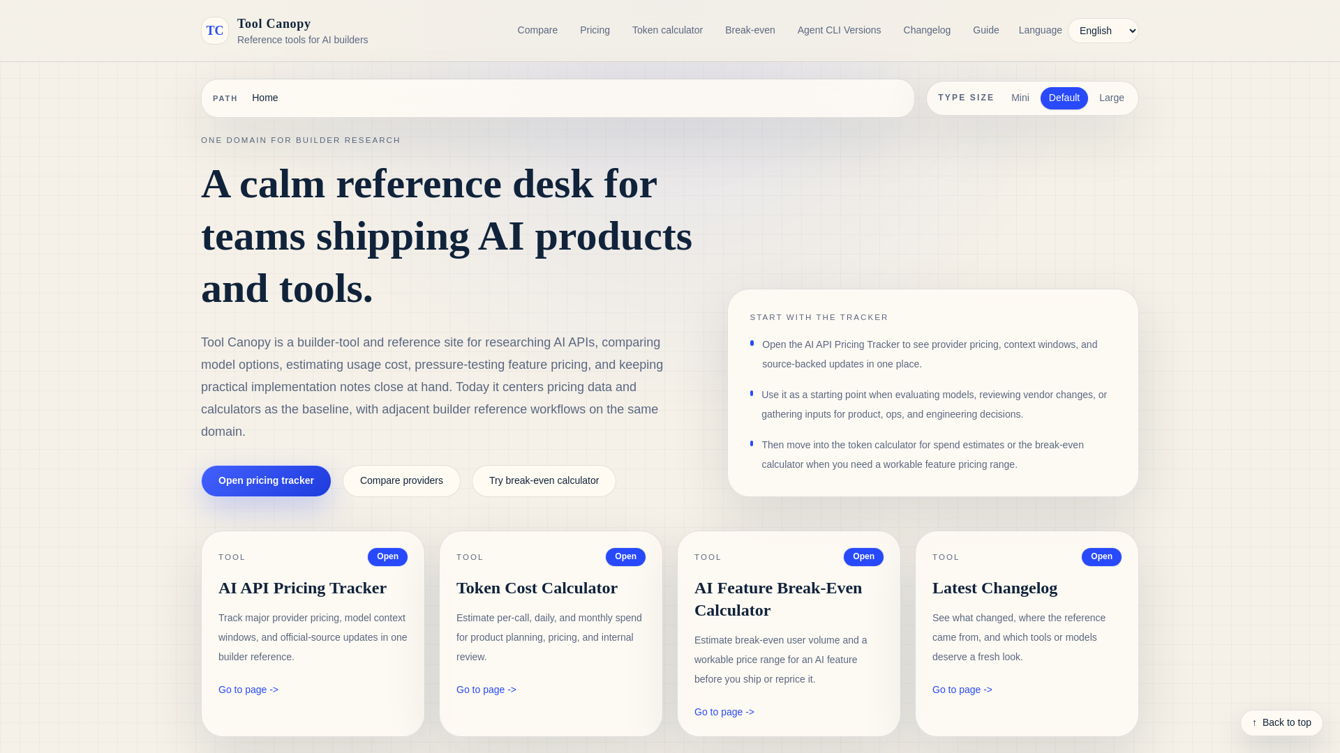 website screenshot of https://toolcanopy.com/