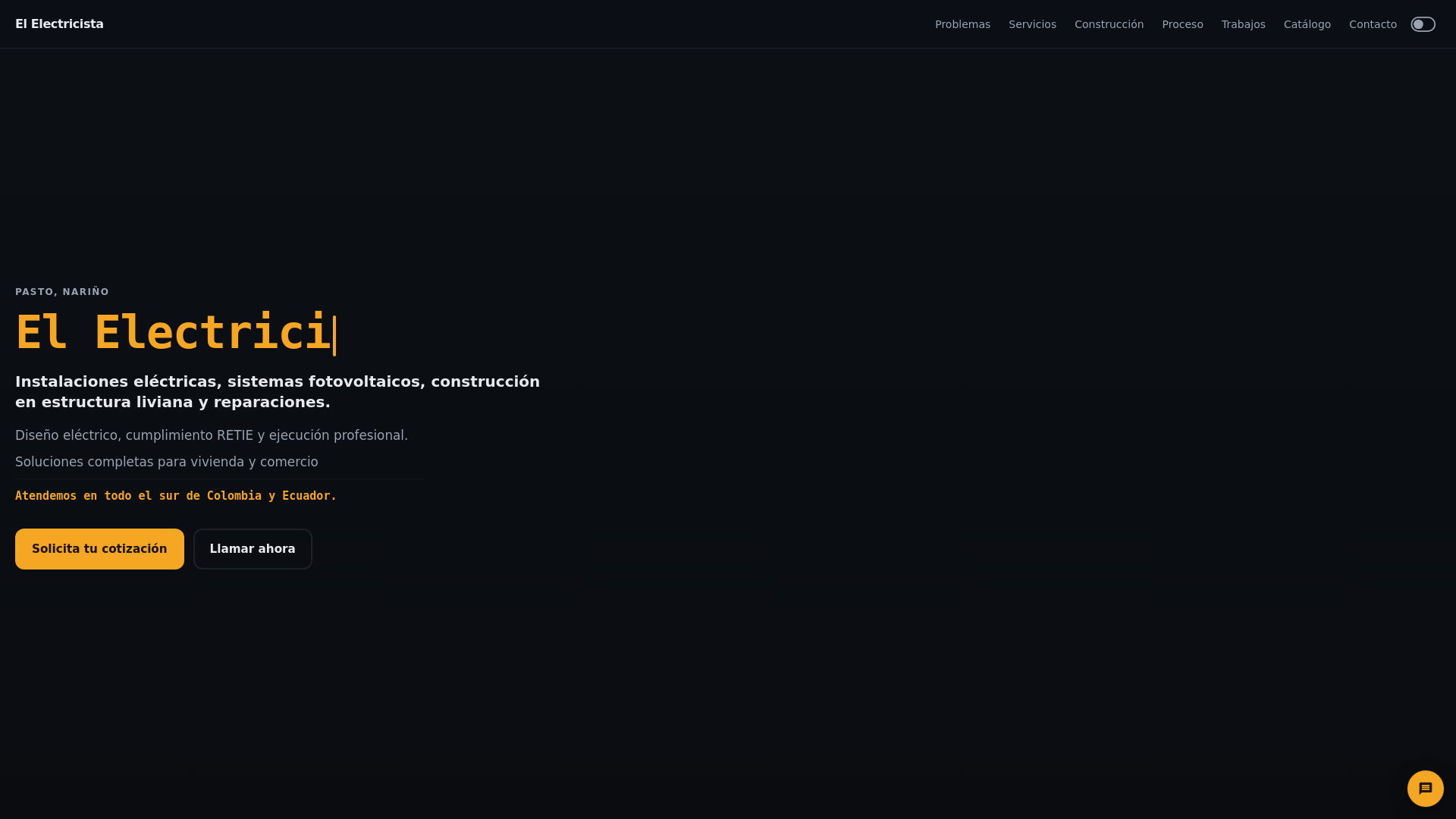 website screenshot of https://elelectricista.art/