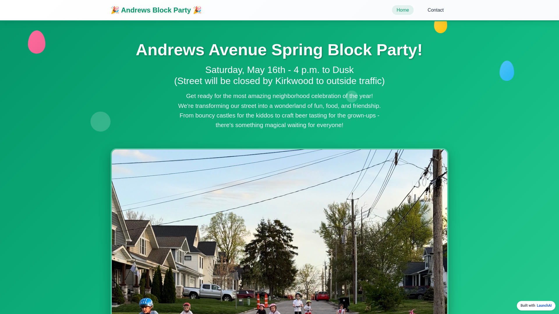 website screenshot of https://launchai-site-andrews-block-party.pages.dev/