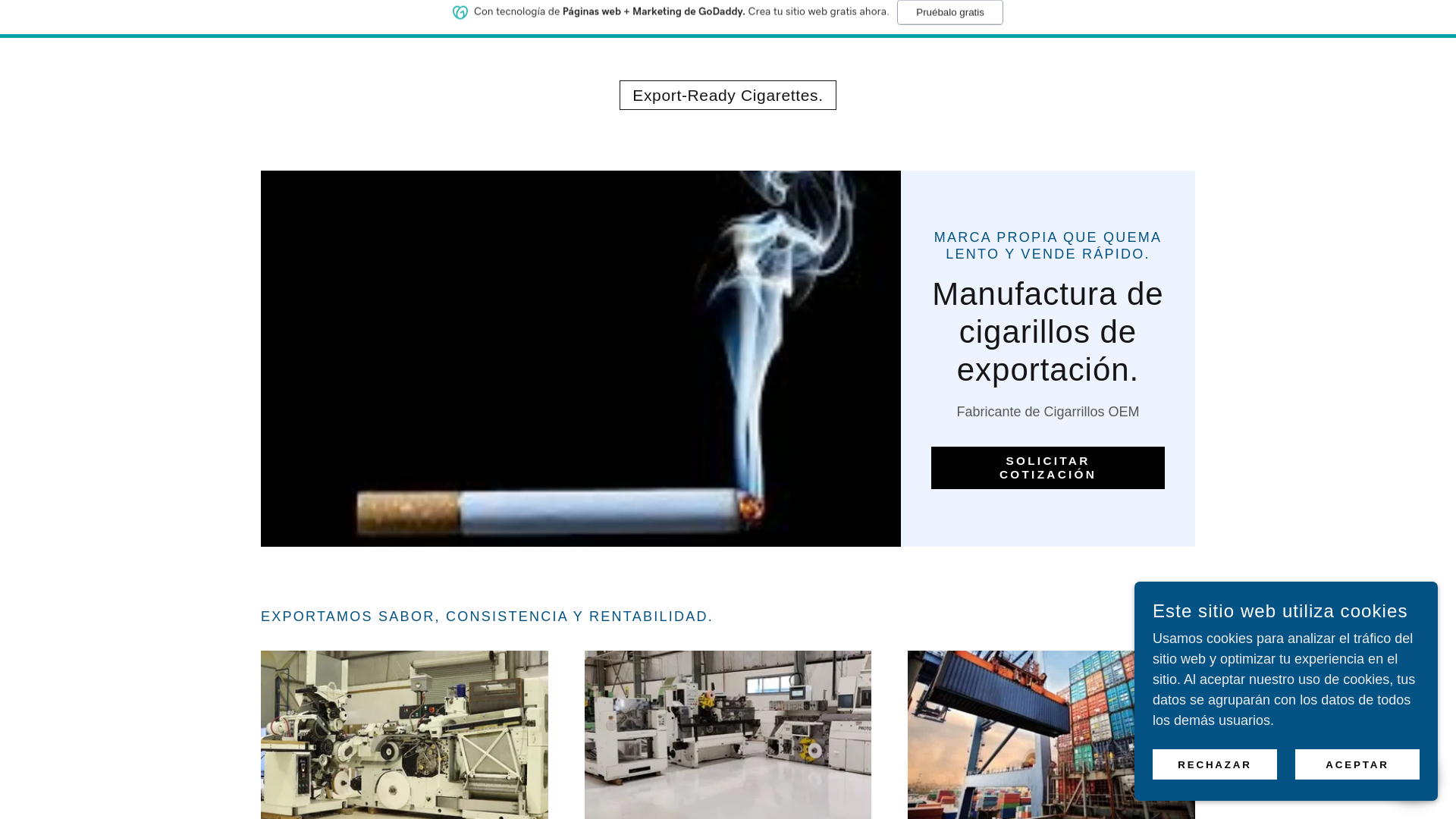 website screenshot of https://cigaretteexport.com
