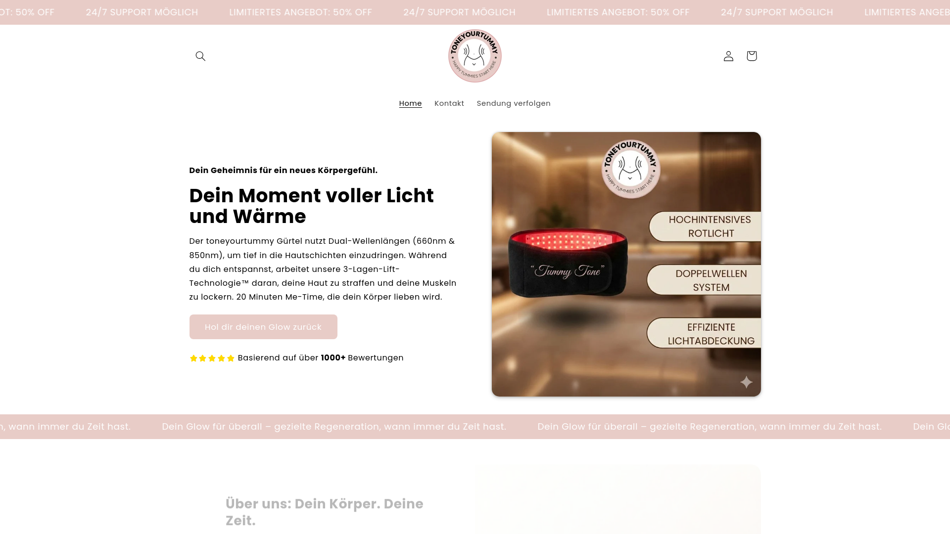 website screenshot of https://toneyourtummy.de/