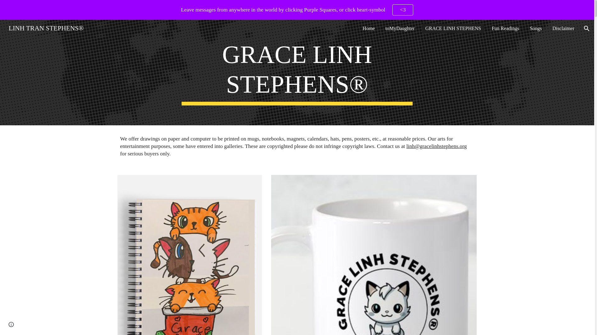 website screenshot of https://gracelinhstephens.org/