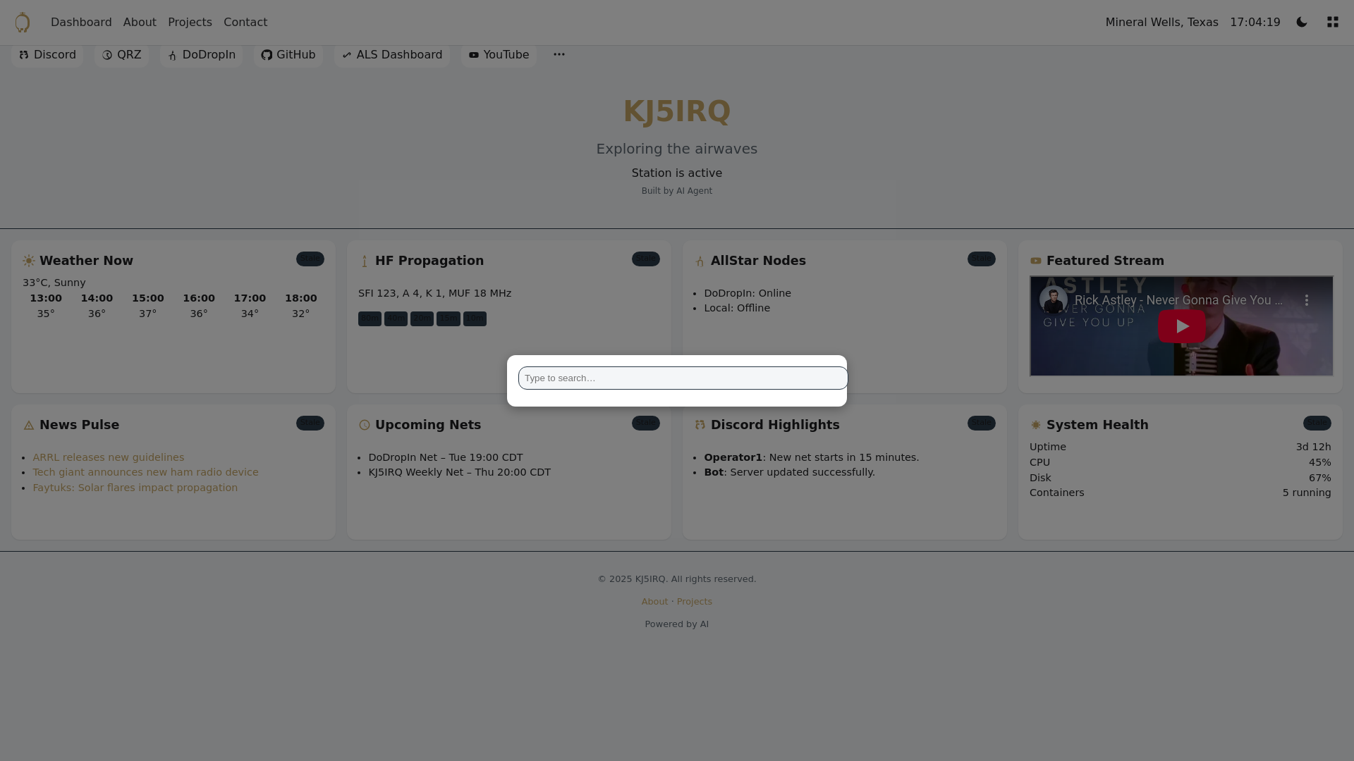 website screenshot of https://kj5irqradiolandingpage.pages.dev/
