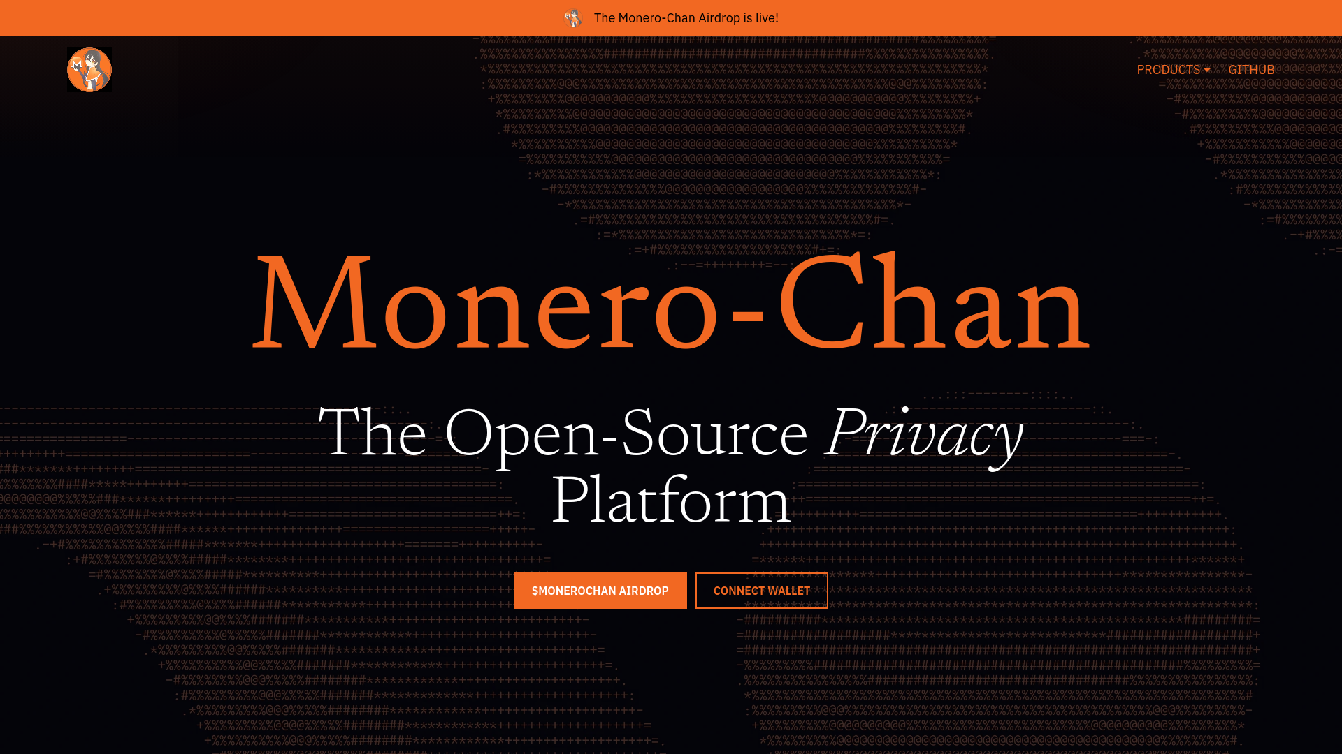 website screenshot of https://monero-chan.info/
