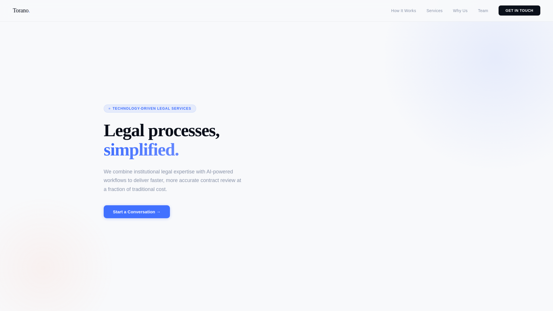 website screenshot of https://toranolegal.com/