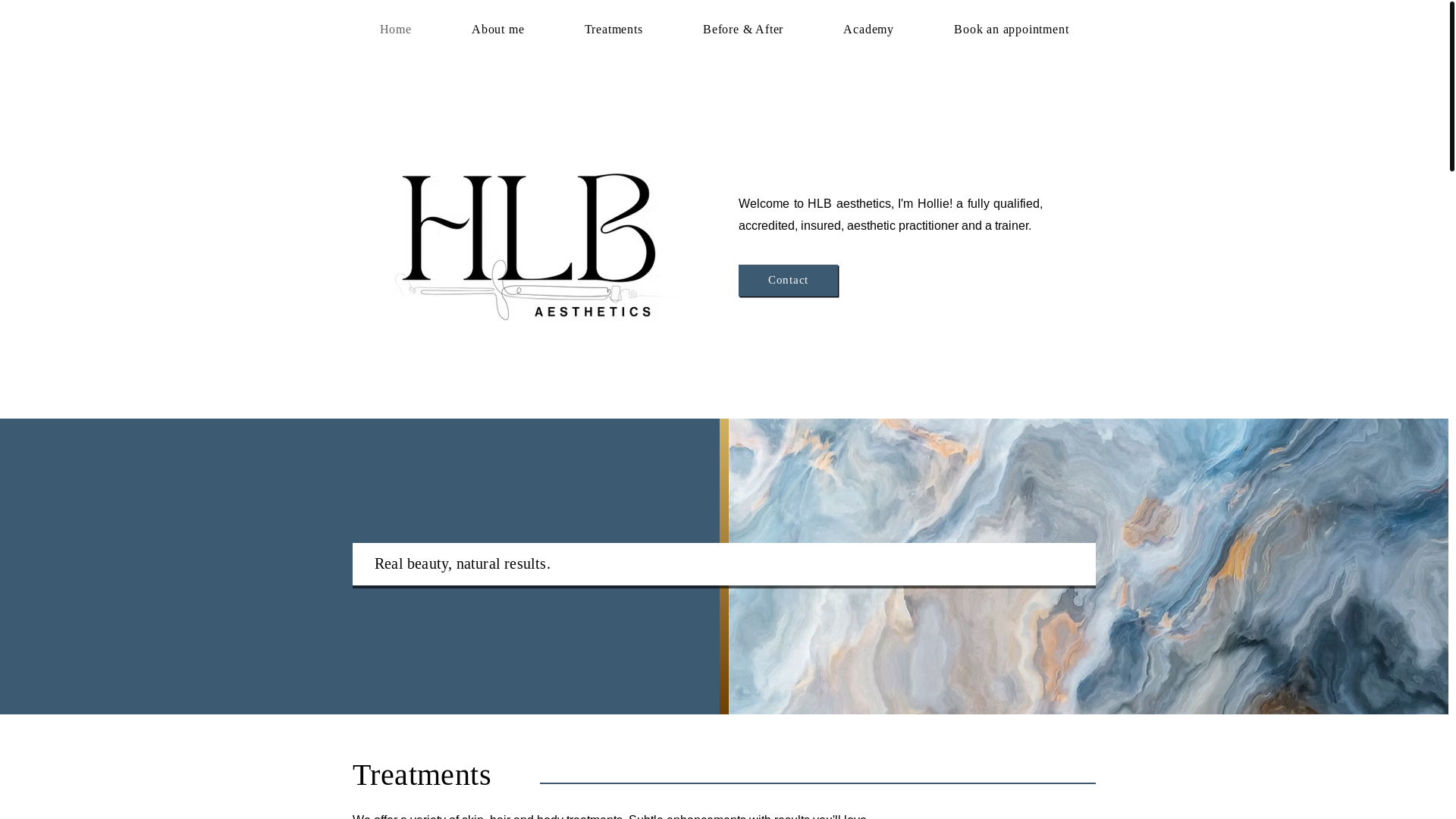 website screenshot of https://hlbaesthetics.com/