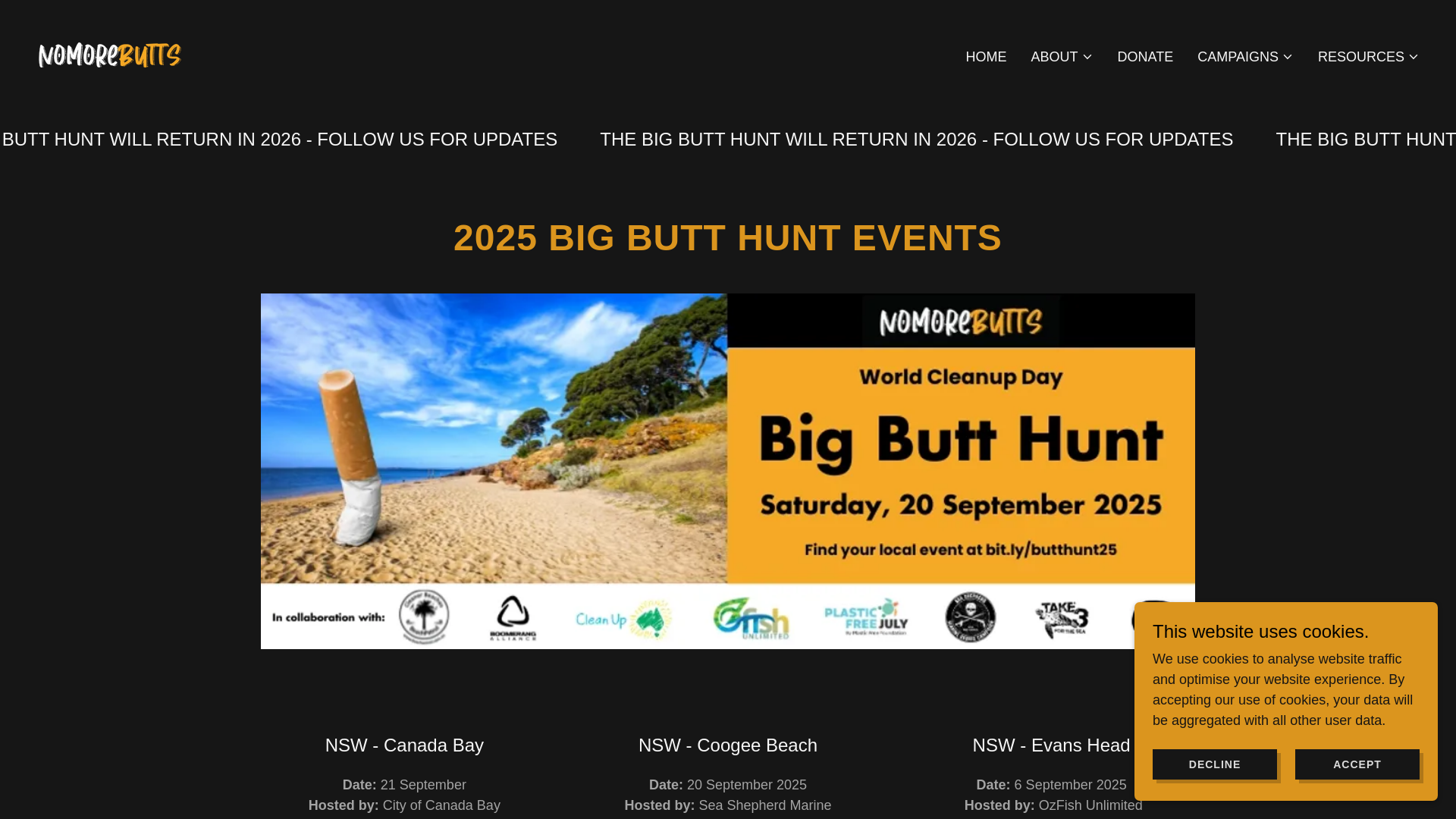 website screenshot of https://thebigbutthunt.com