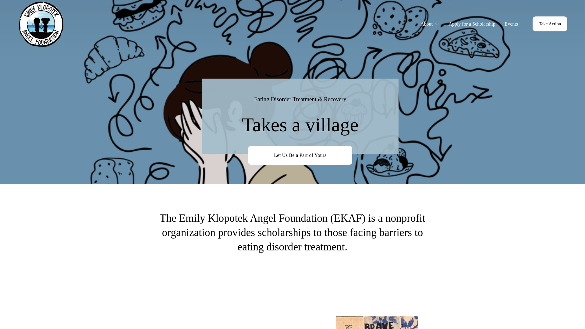 website screenshot of https://emilyklopotekangelfoundation.org/
