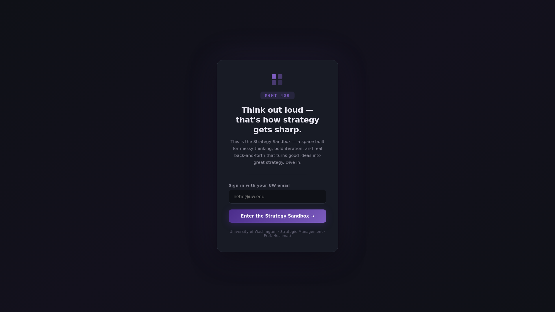 website screenshot of https://strategysandbox.app/