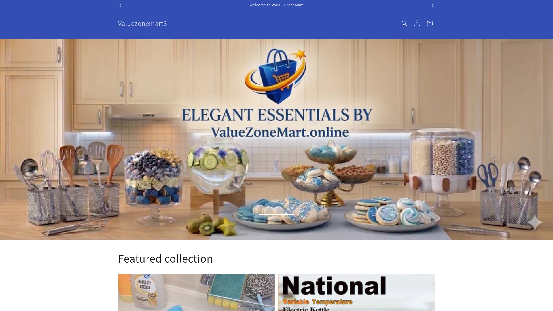 website screenshot of https://valuezonemart.online/