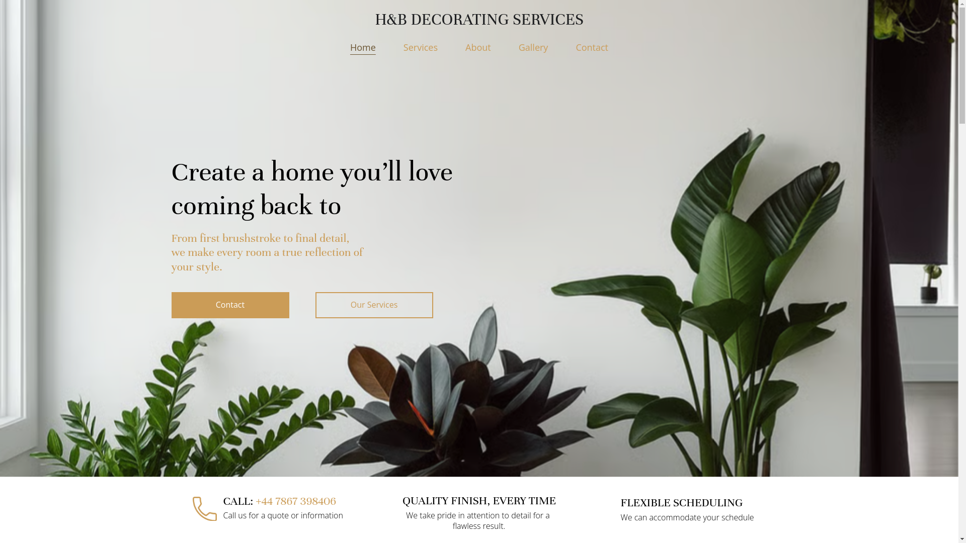 website screenshot of https://hbdecorating.com/
