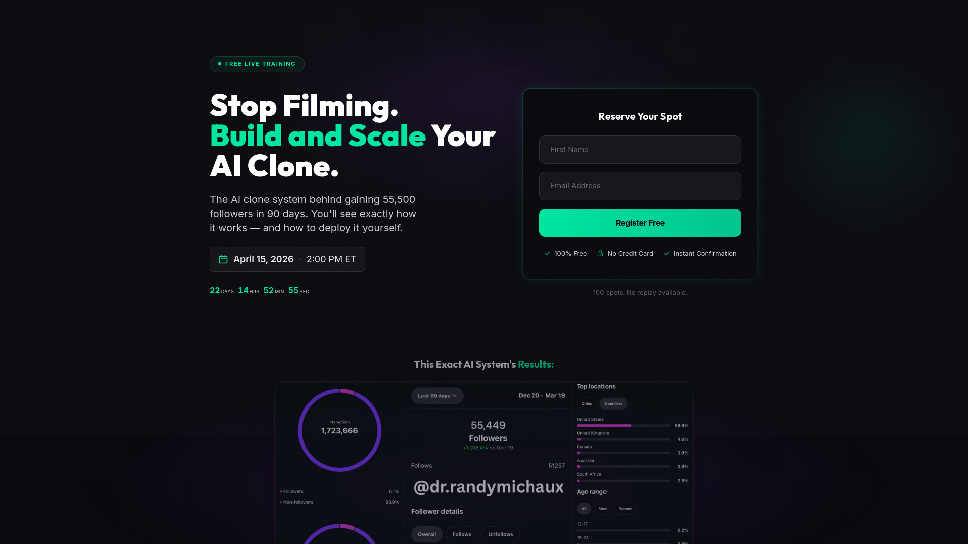 website screenshot of https://aiclonemachine.com/