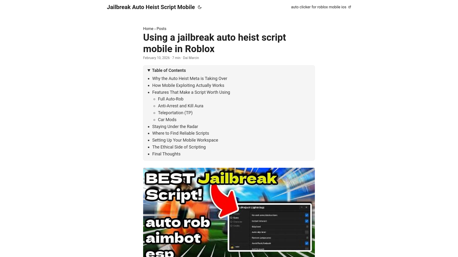 website screenshot of https://jailbreak-auto-heist-script-mobile.pages.dev/