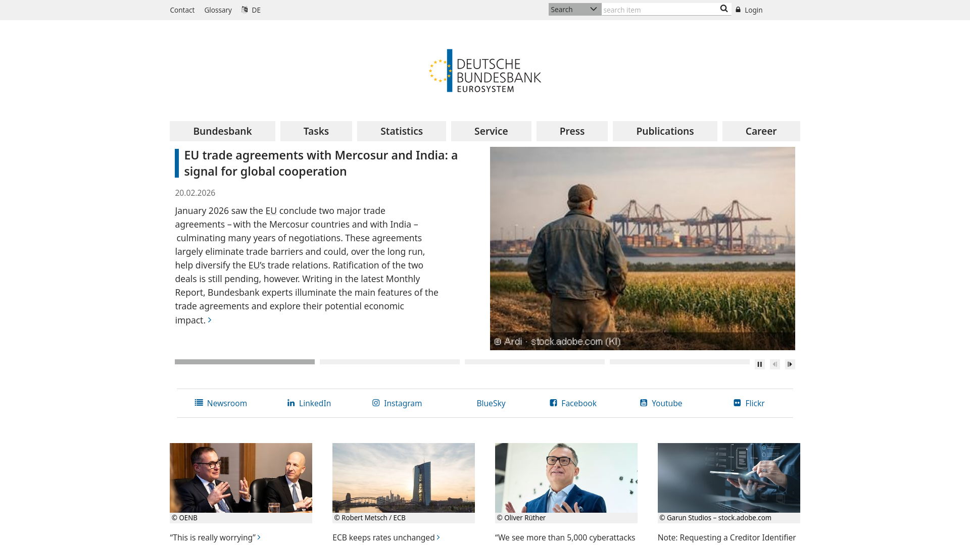 website screenshot of https://bundesbank.de/