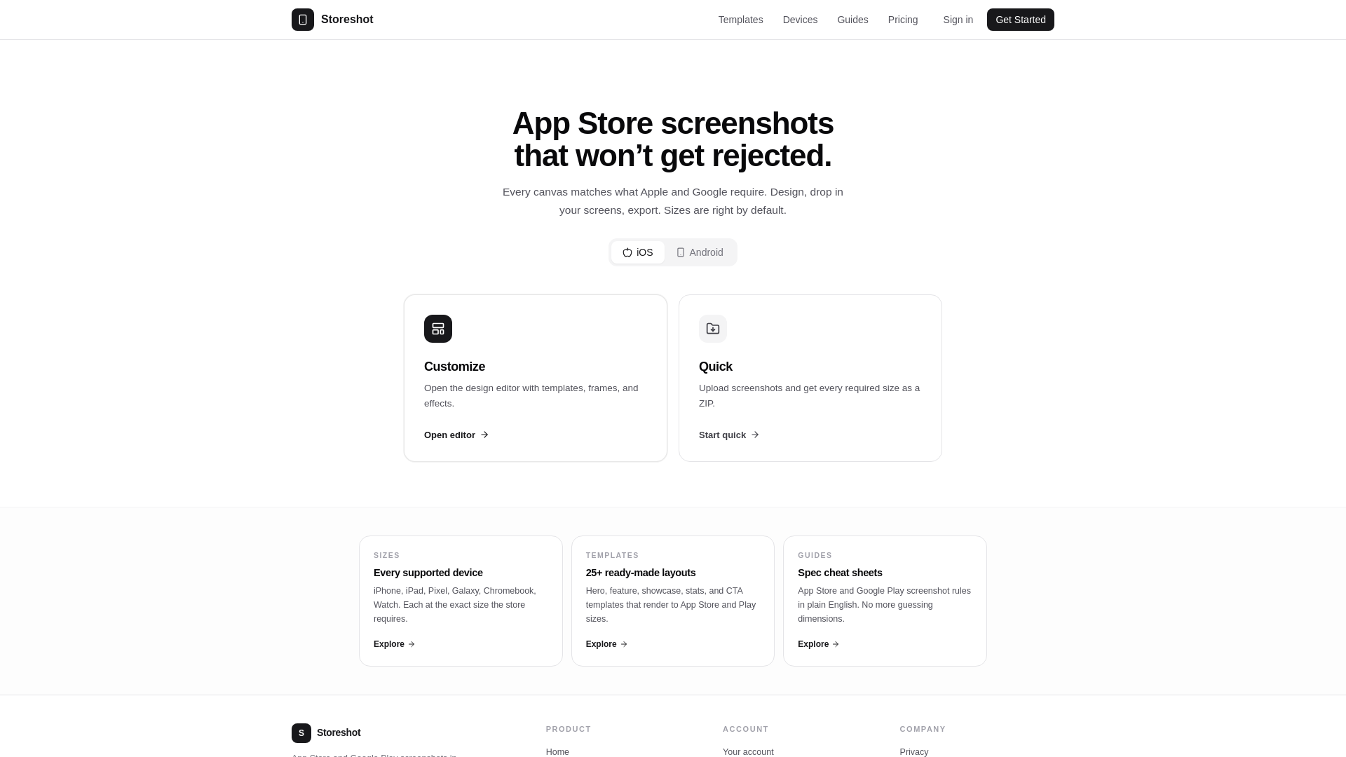 website screenshot of https://getstoreshot.com/