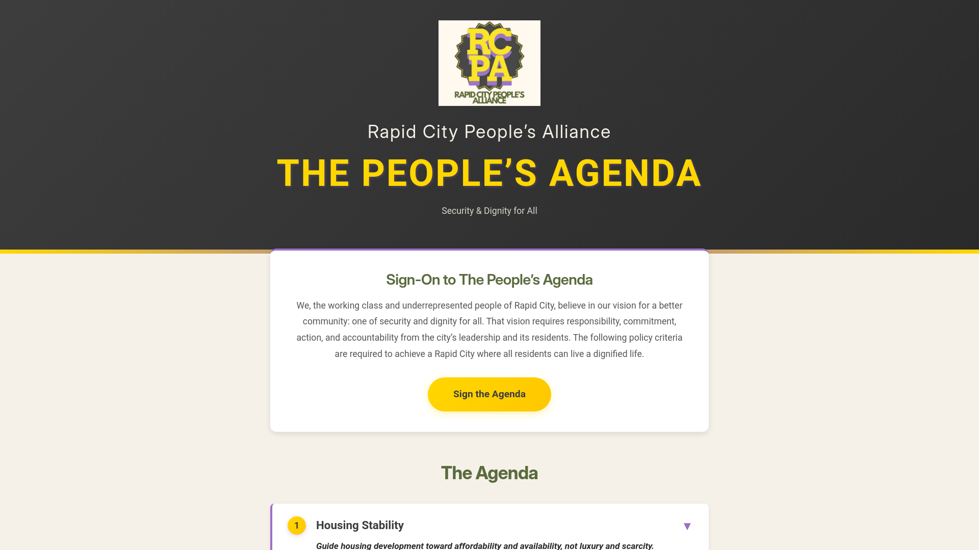 website screenshot of https://rapidcitypeoplesalliance.org/
