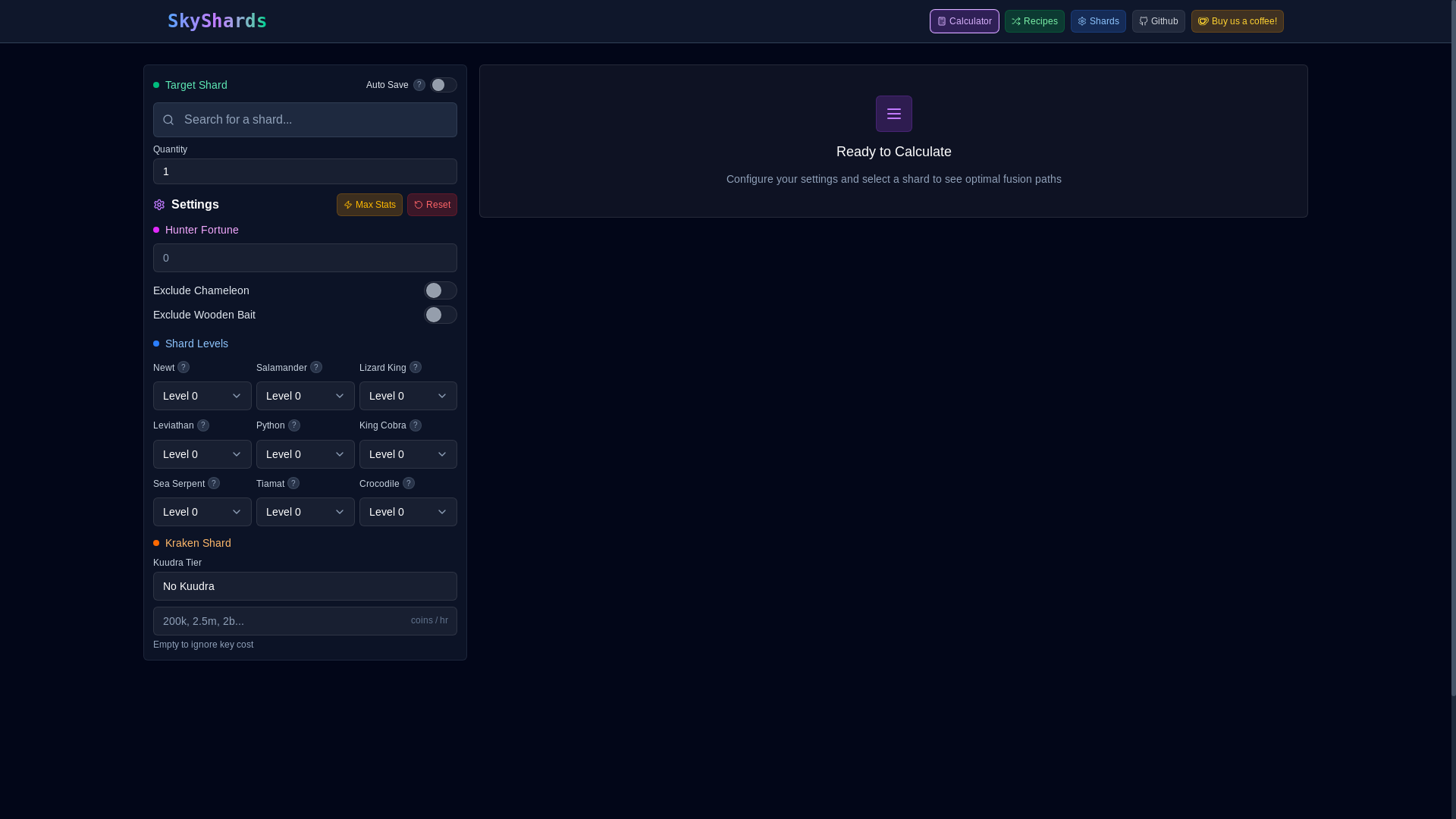 website screenshot of https://skyshards-1jk.pages.dev/