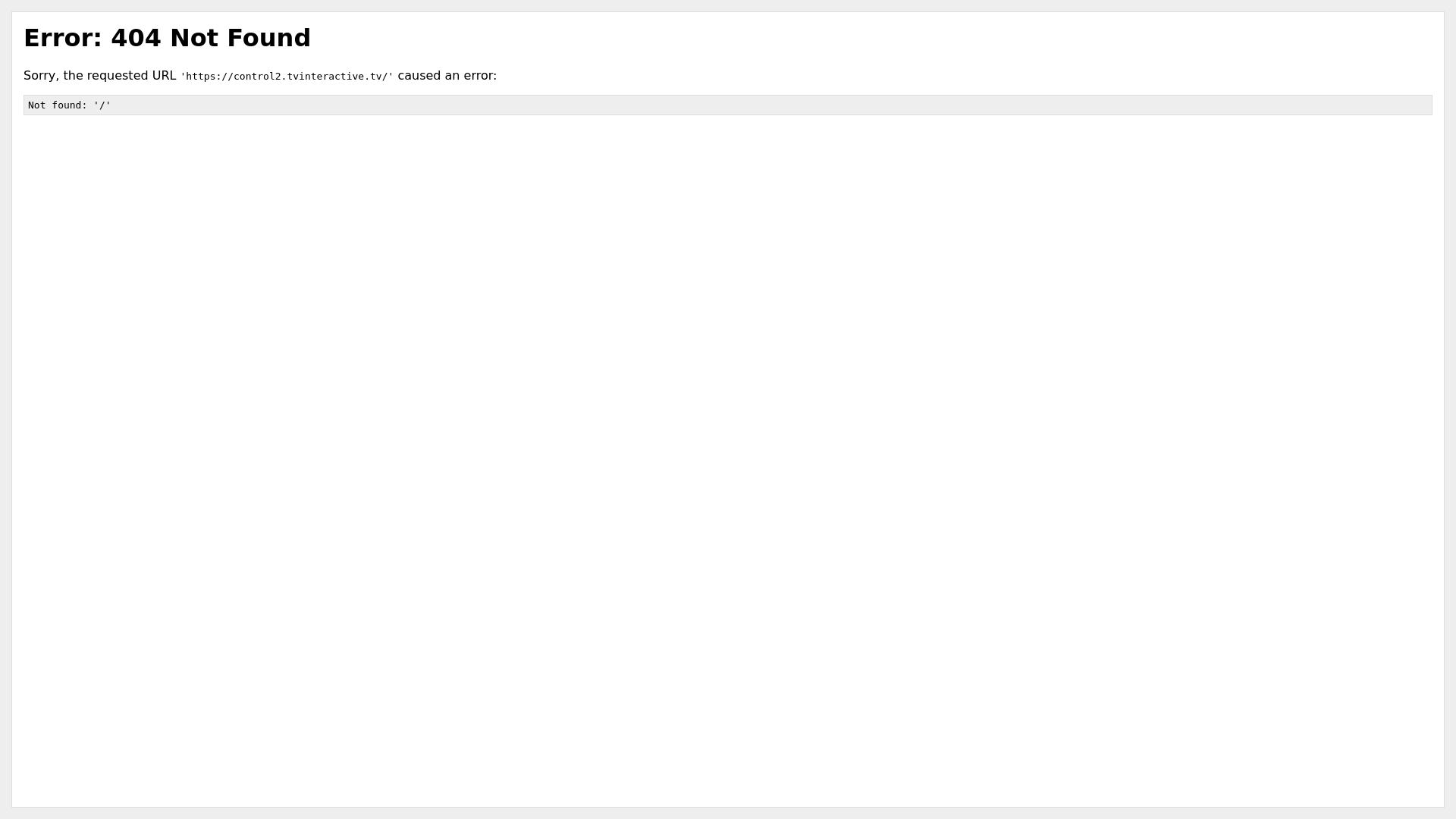 website screenshot of https://control2.tvinteractive.tv/