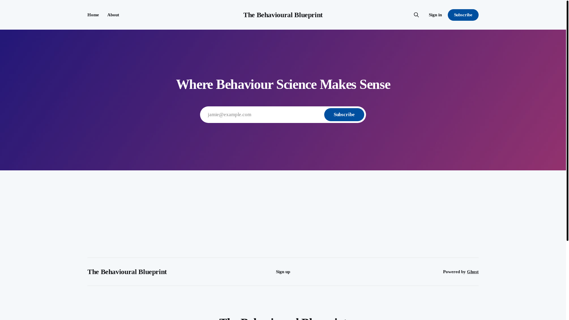 website screenshot of https://thebehaviouralblueprint.com/