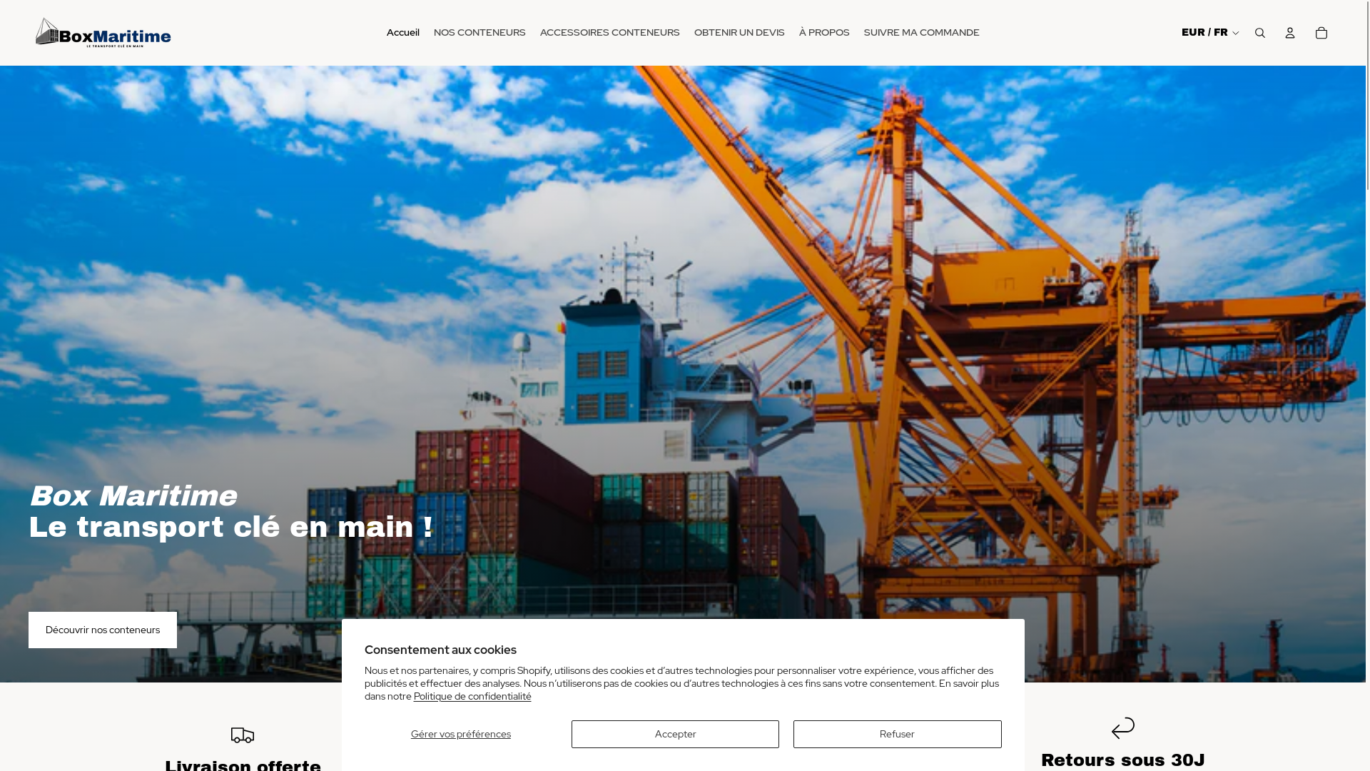 website screenshot of https://boxmaritime.com/