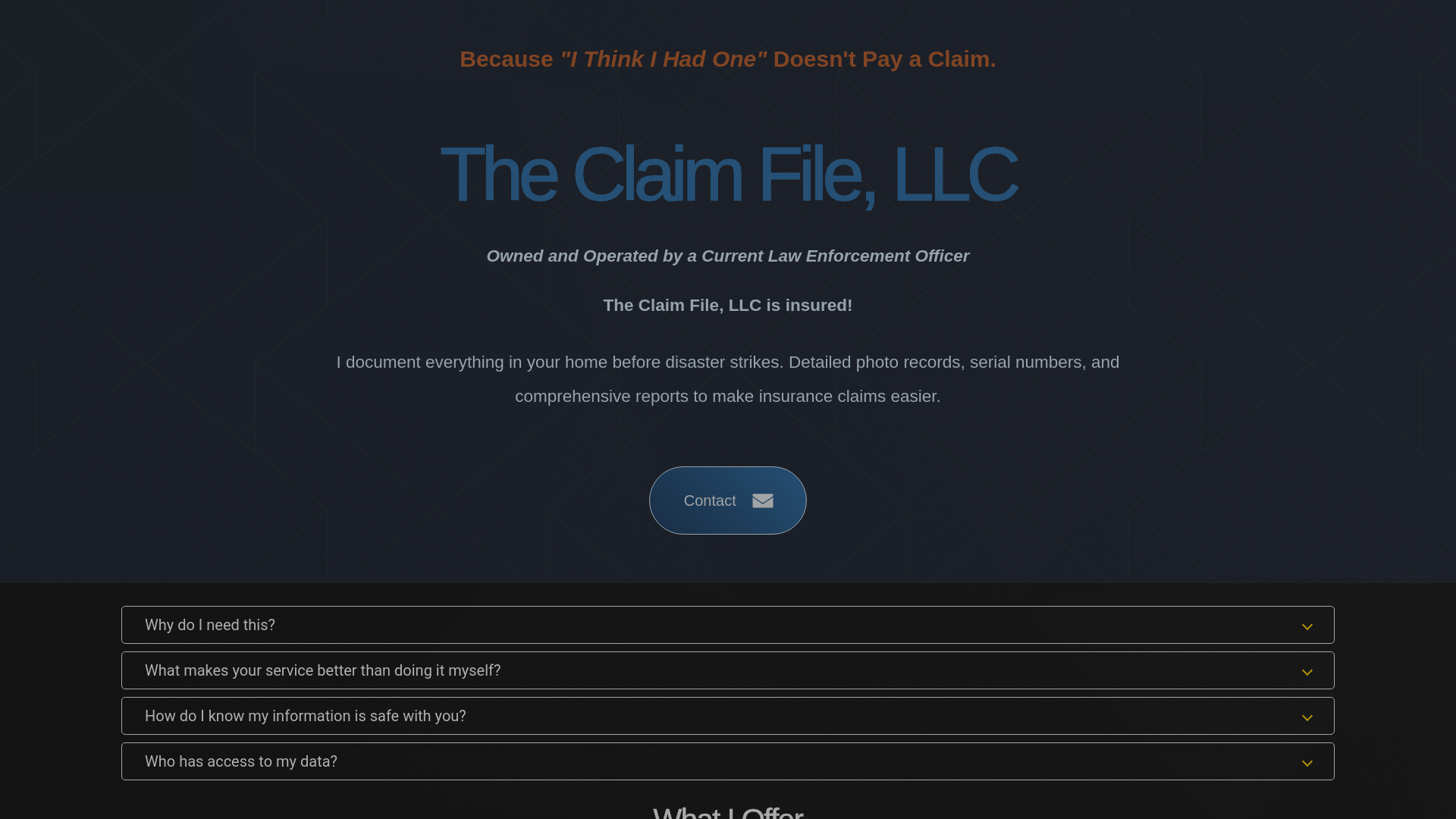 website screenshot of https://theclaimfile.com/