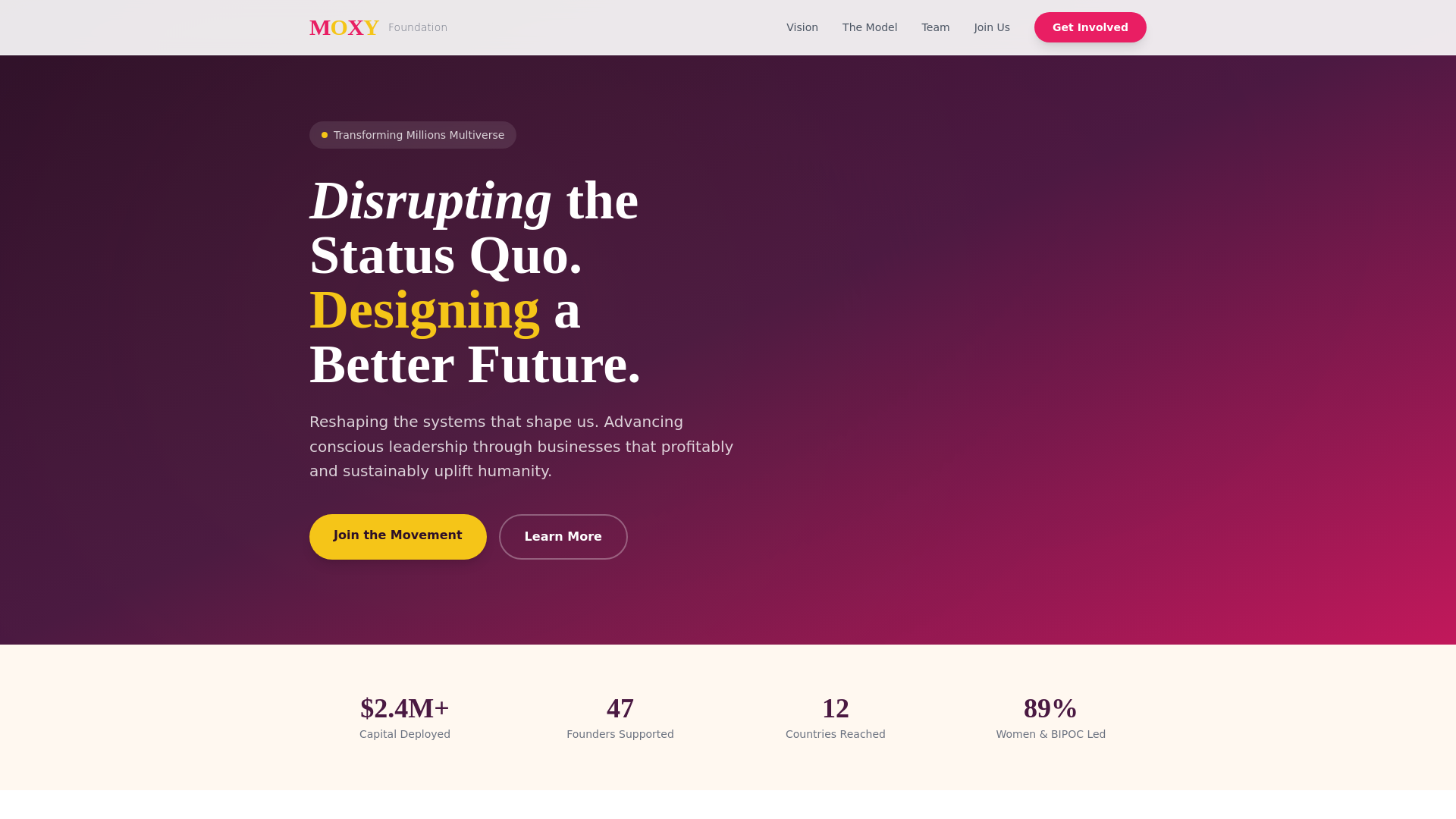 website screenshot of https://moxyfoundation.com/