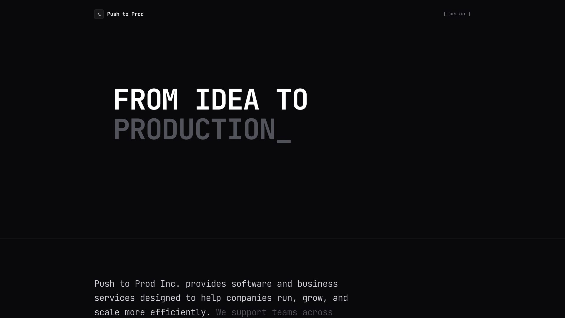 website screenshot of https://pushtoprodinc.com/